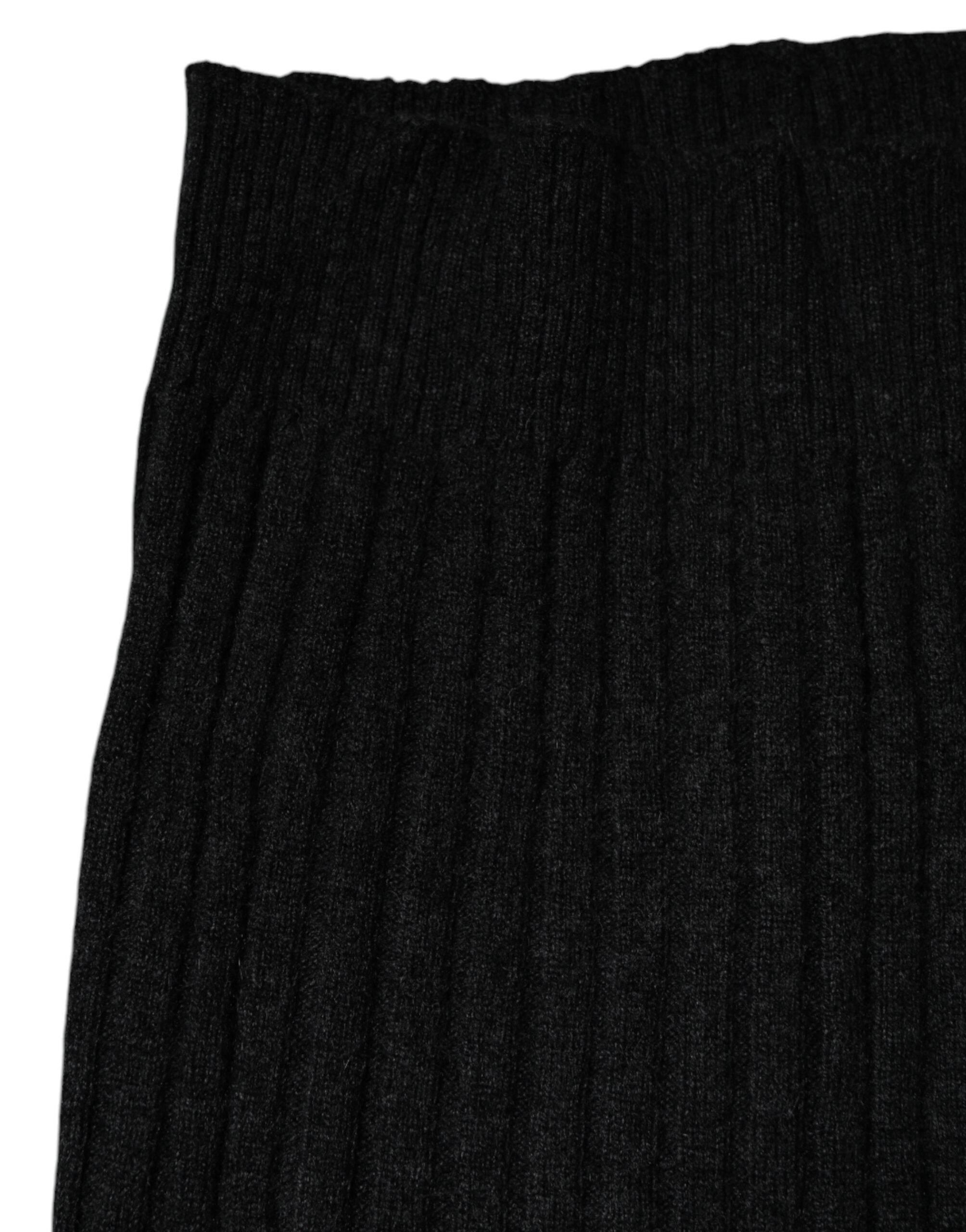 Dolce & Gabbana Black Cashmere Knitted Neck Warmer Foulard Scarf - Hilstor