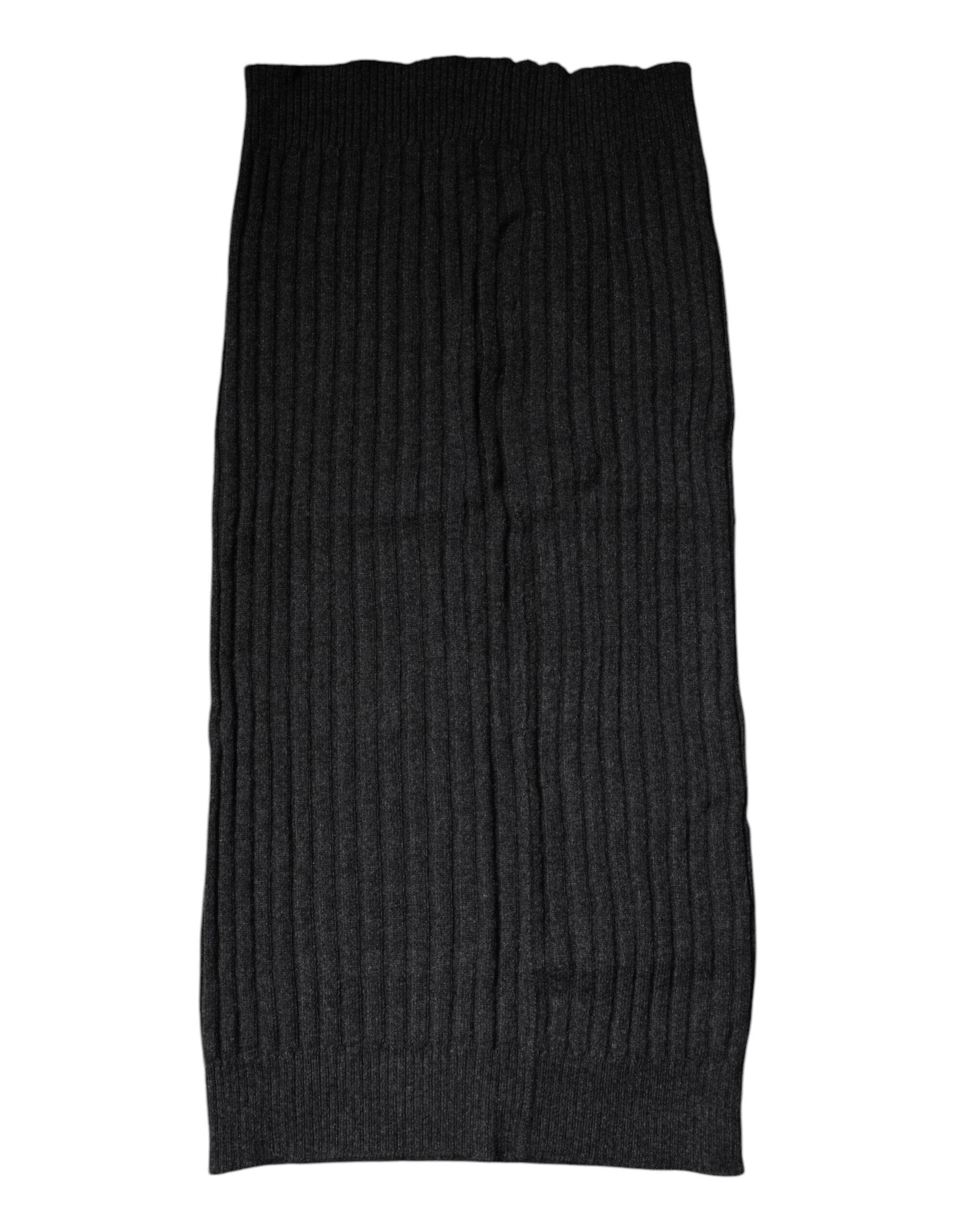 Dolce & Gabbana Black Cashmere Knitted Neck Warmer Foulard Scarf - Hilstor