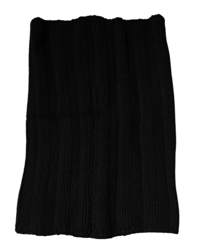 Dolce & Gabbana Black Cashmere Knitted Neck Warmer Foulard Scarf - Hilstor