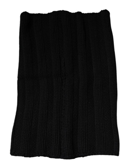Dolce & Gabbana Black Cashmere Knitted Neck Warmer Foulard Scarf - Hilstor