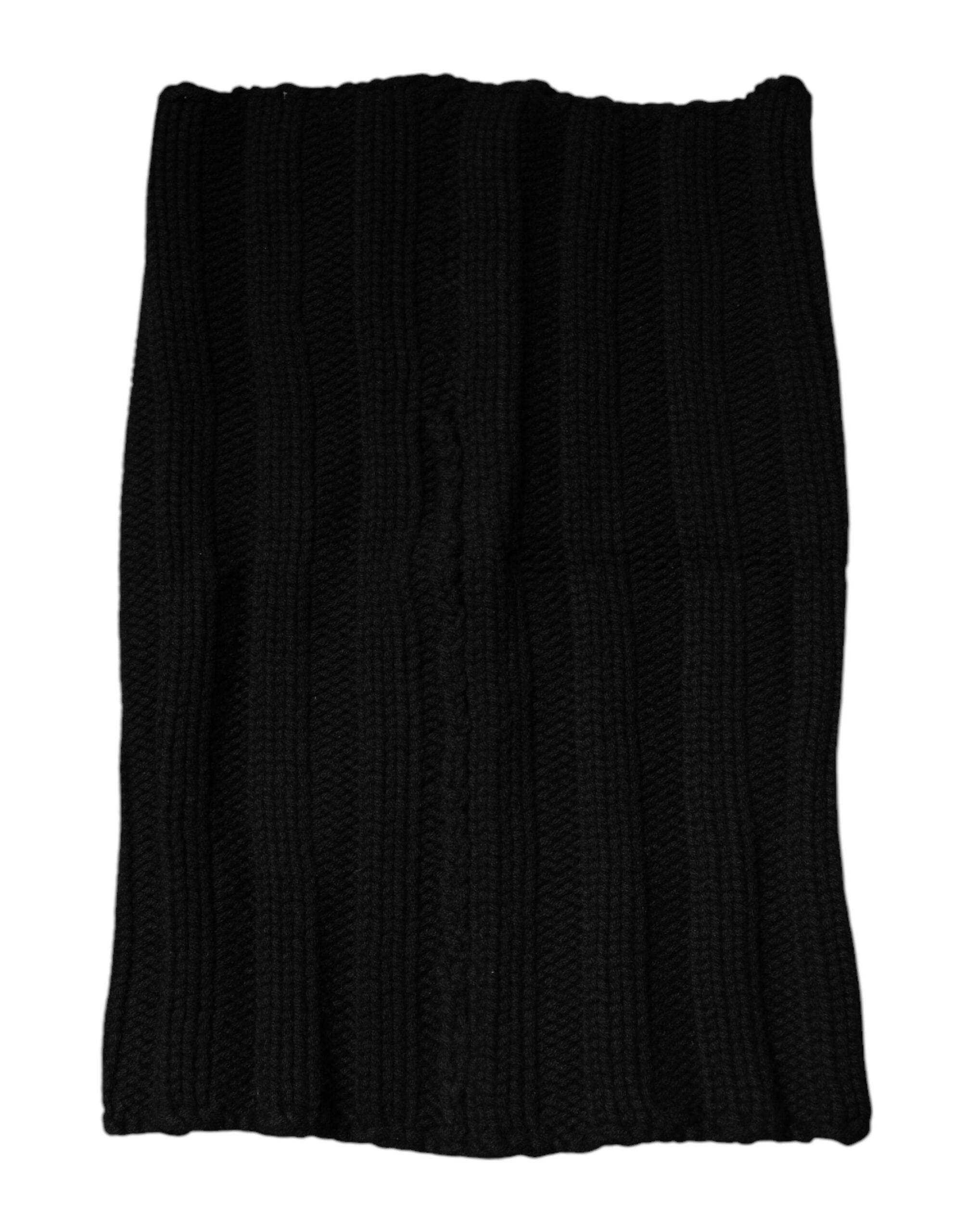 Dolce & Gabbana Black Cashmere Knitted Neck Warmer Foulard Scarf - Hilstor