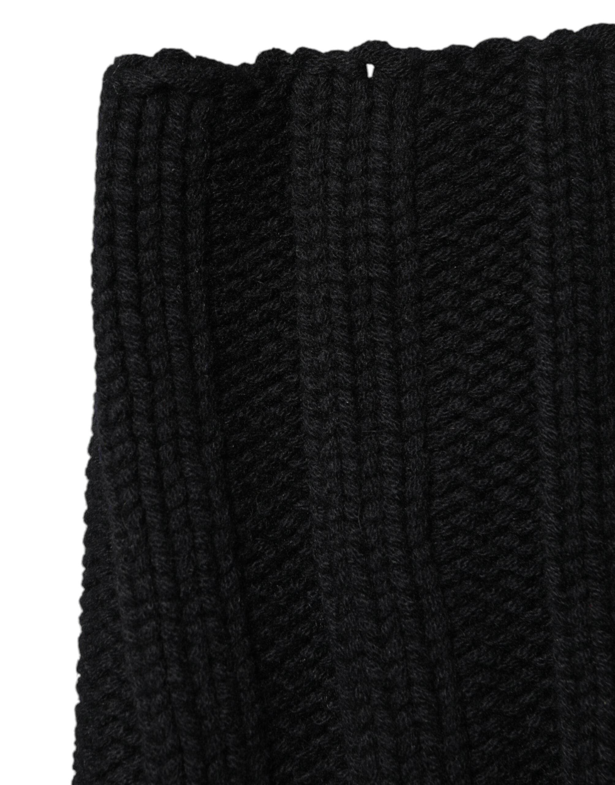 Dolce & Gabbana Black Cashmere Knitted Neck Warmer Foulard Scarf - Hilstor