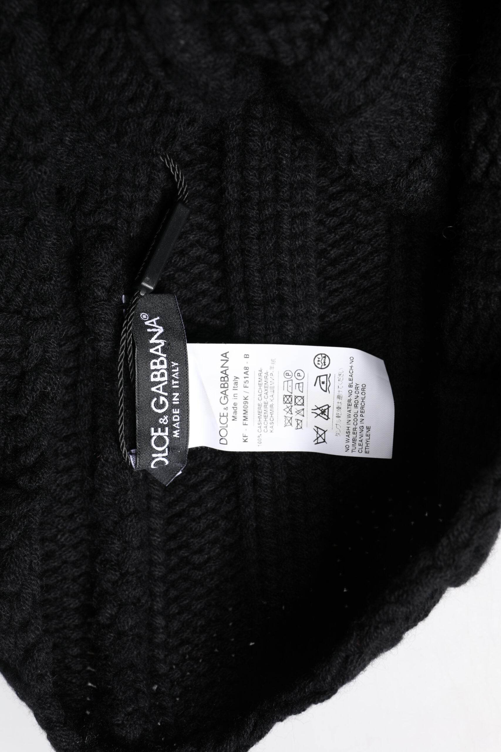 Dolce & Gabbana Black Cashmere Knitted Neck Warmer Foulard Scarf - Hilstor