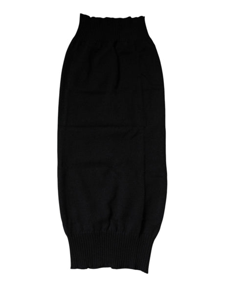 Dolce & Gabbana Black Cashmere Knitted Neck Warmer Foulard Scarf - Hilstor
