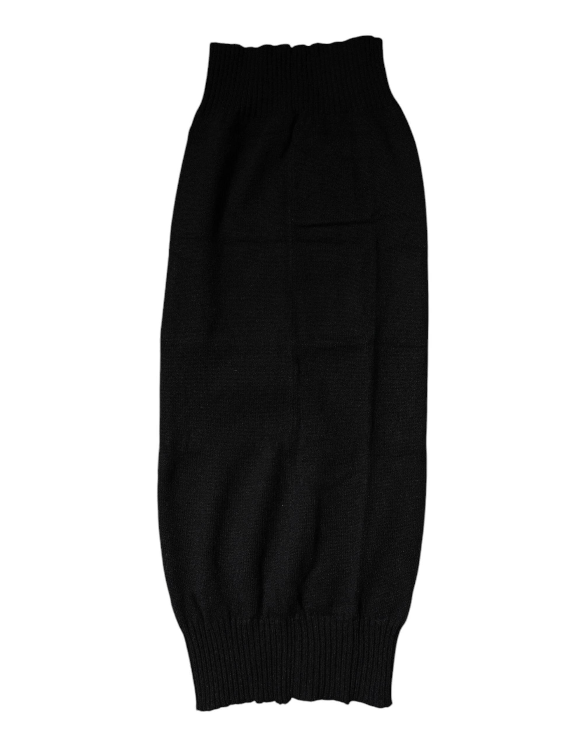 Dolce & Gabbana Black Cashmere Knitted Neck Warmer Foulard Scarf - Hilstor