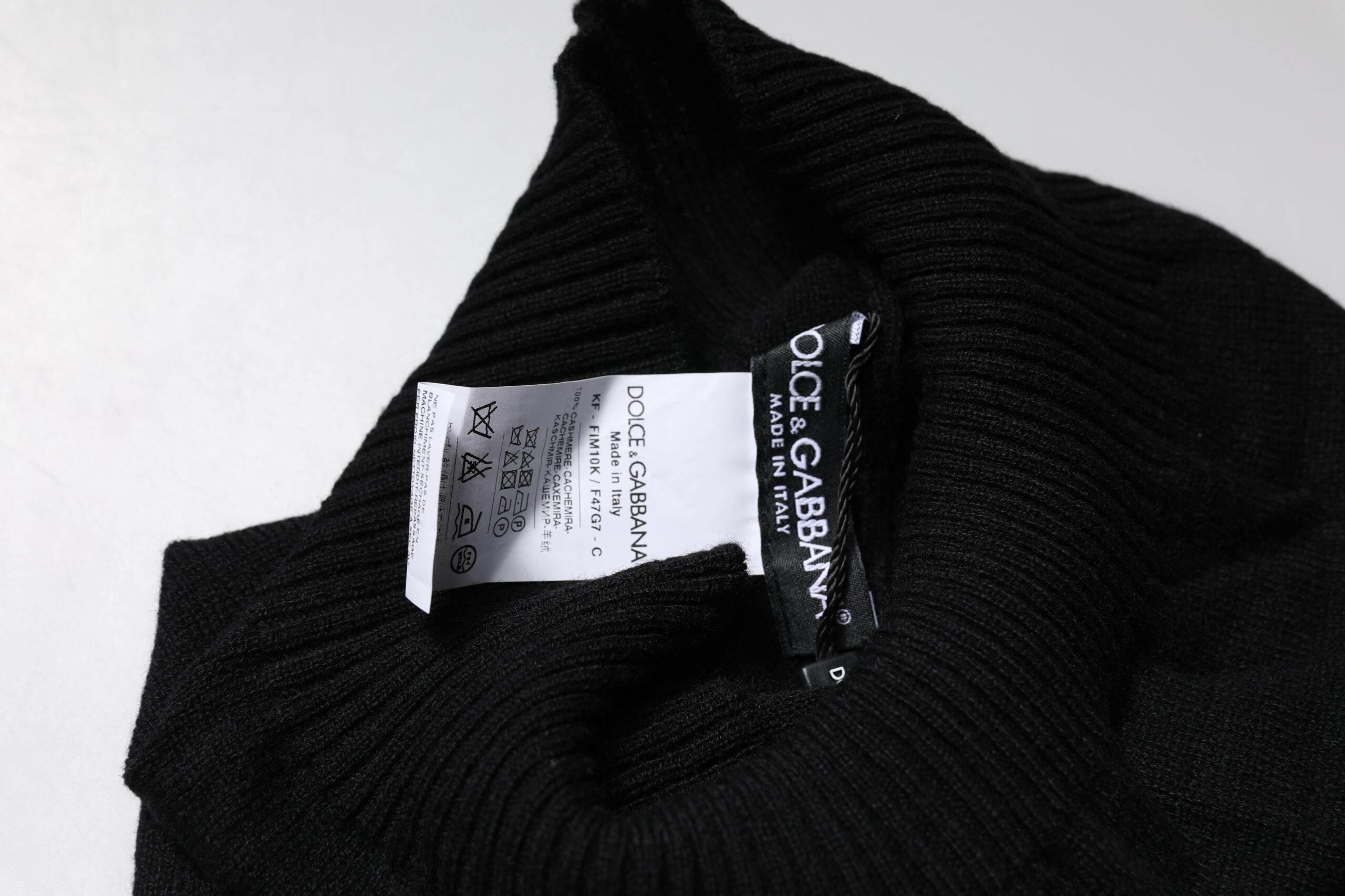 Dolce & Gabbana Black Cashmere Knitted Neck Warmer Foulard Scarf - Hilstor