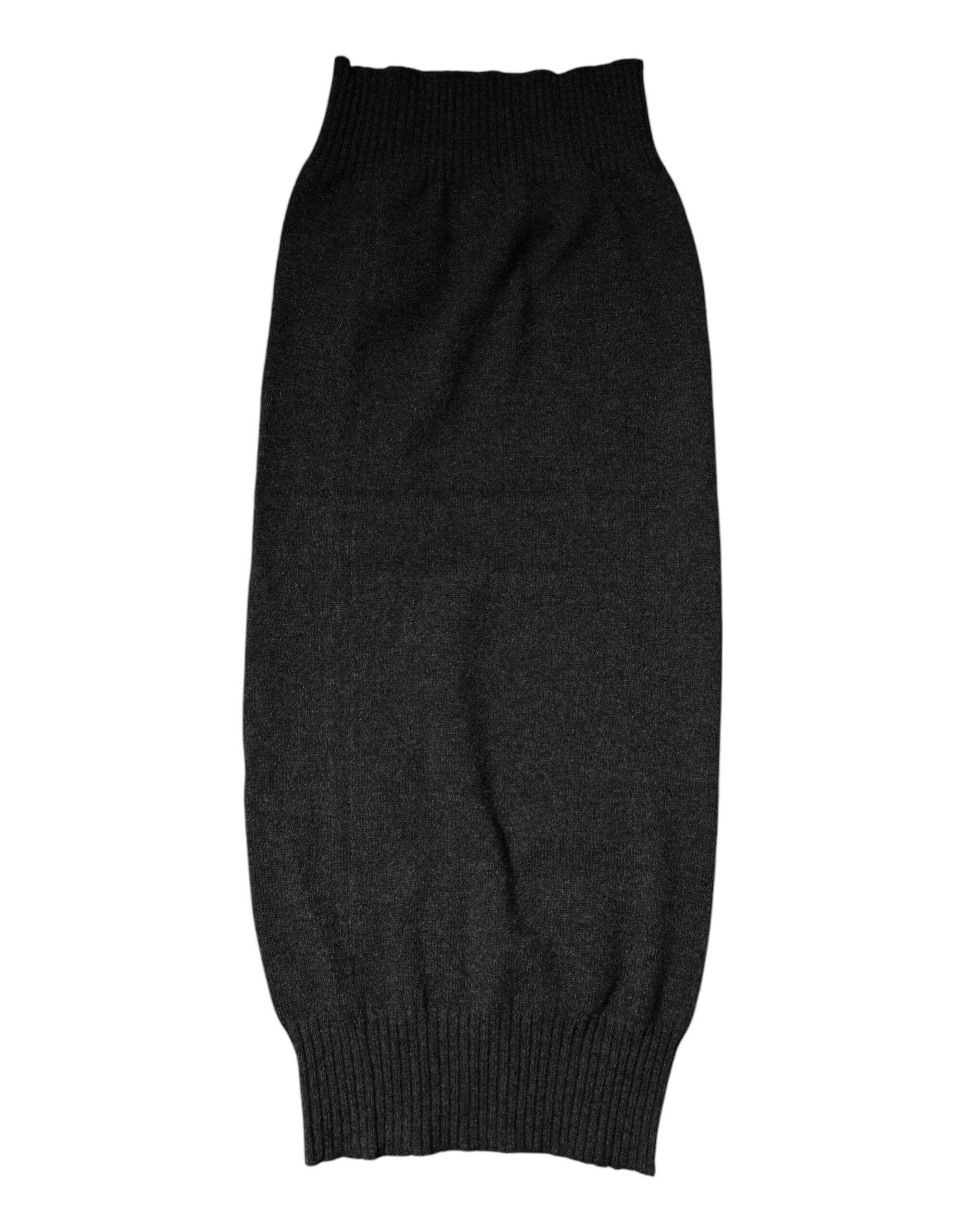 Dolce & Gabbana Black Cashmere Knitted Neck Warmer Foulard Scarf - Hilstor