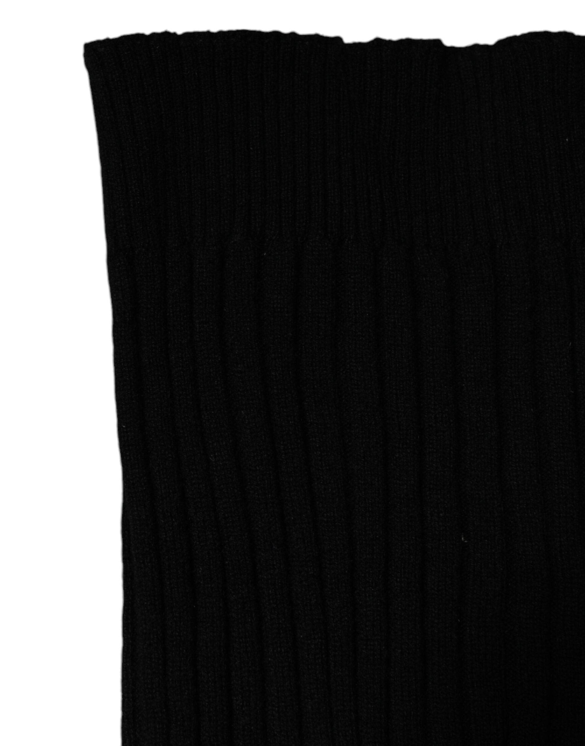 Dolce & Gabbana Black Cashmere Knitted Neck Warmer Foulard Scarf - Hilstor