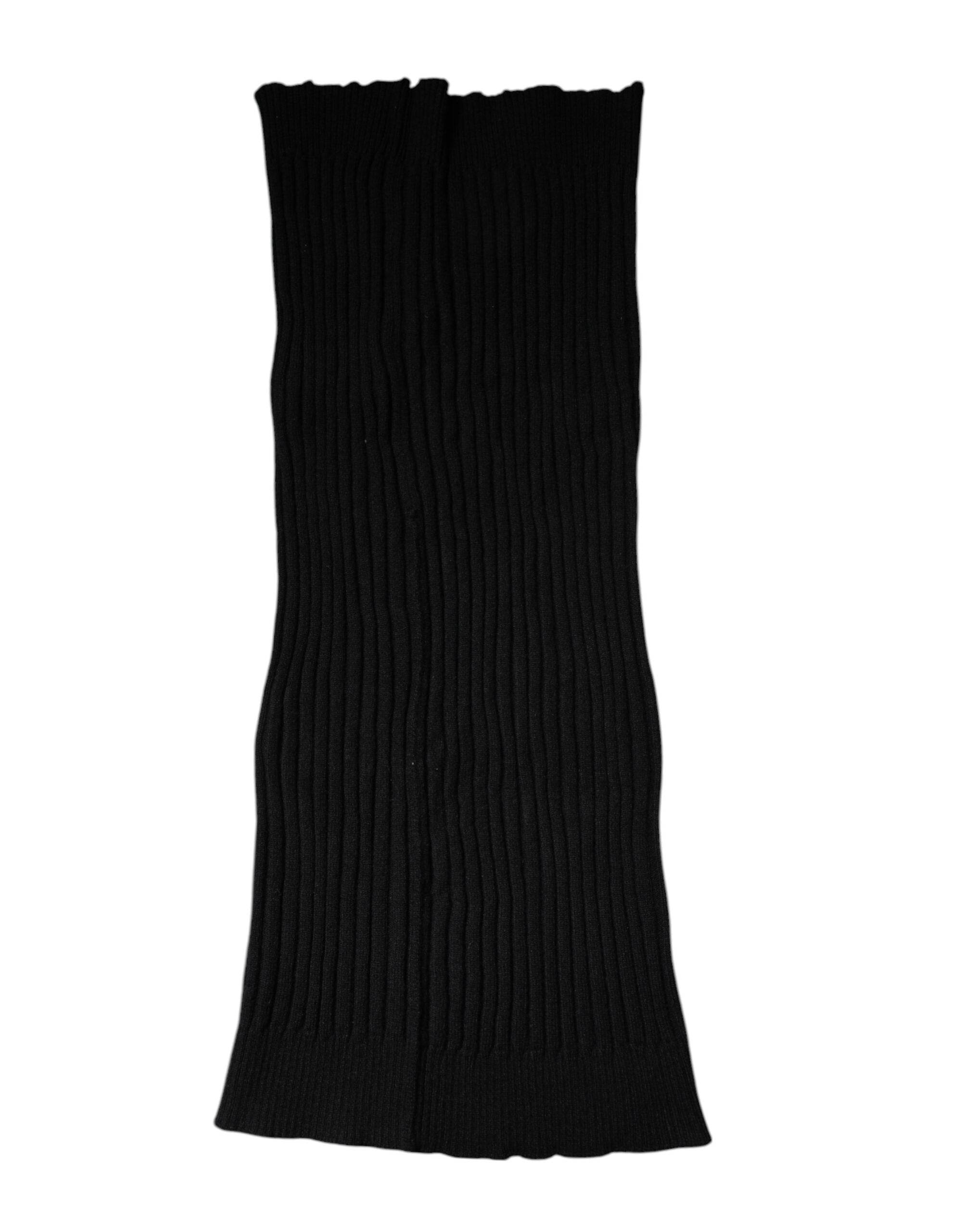 Dolce & Gabbana Black Cashmere Knitted Neck Warmer Foulard Scarf - Hilstor