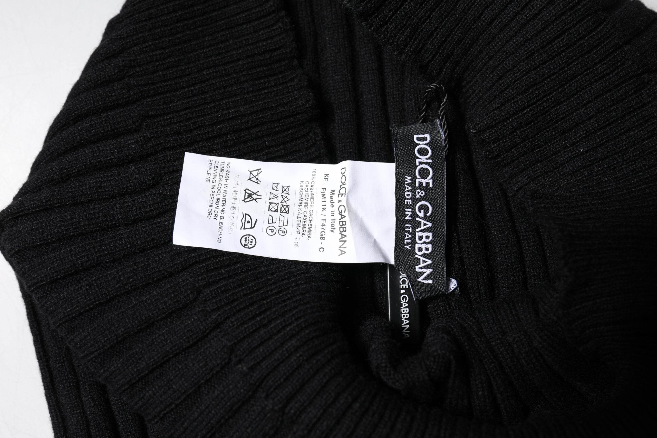 Dolce & Gabbana Black Cashmere Knitted Neck Warmer Foulard Scarf - Hilstor