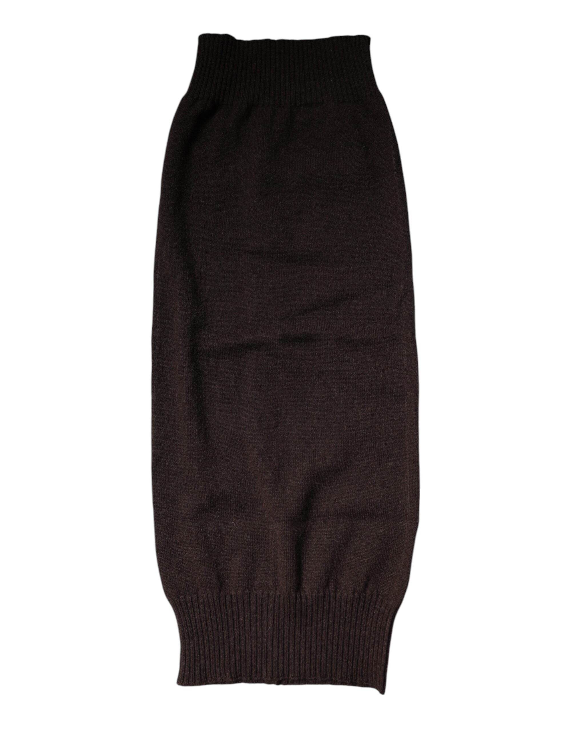 Dolce & Gabbana Brown Cashmere Knitted Neck Warmer Foulard Scarf - Hilstor