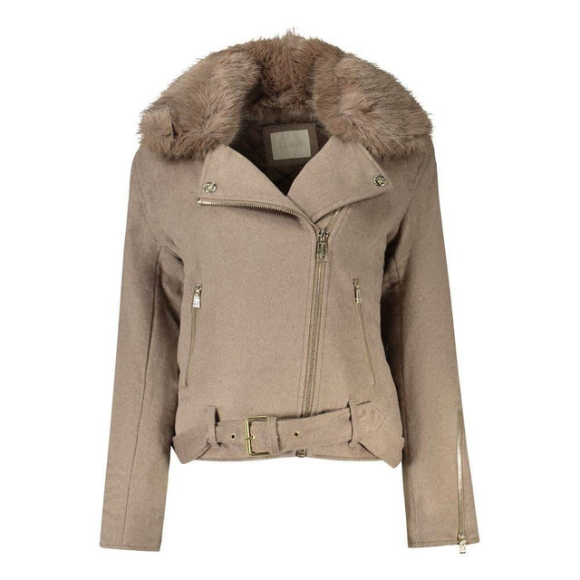 Guess Jeans Beige Polyester Women Jacket - Hilstor