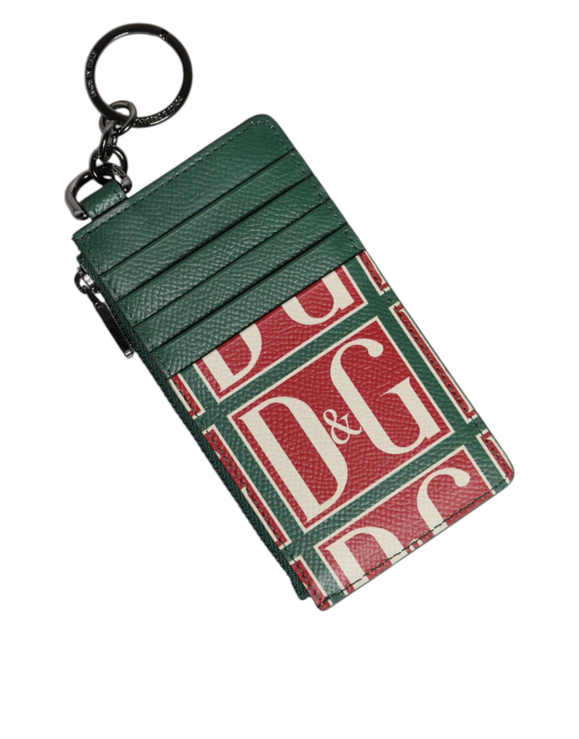 Dolce & Gabbana grøn kalvelæder Logo Print Monogram Card Holder tegnebog