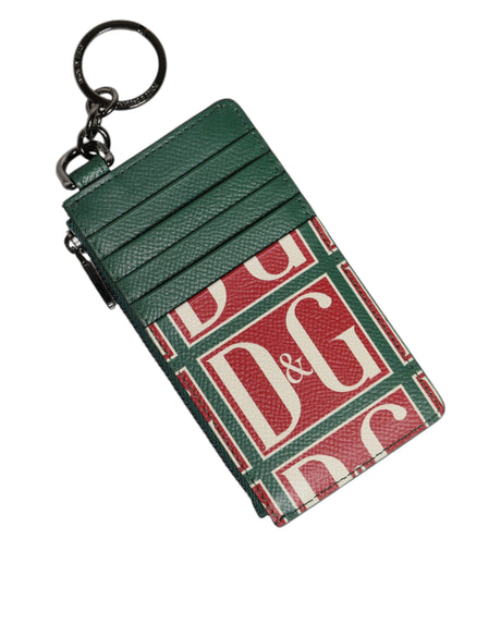 Dolce &amp; Gabbana grøn kalvelæder Logo Print Monogram Card Holder tegnebog
