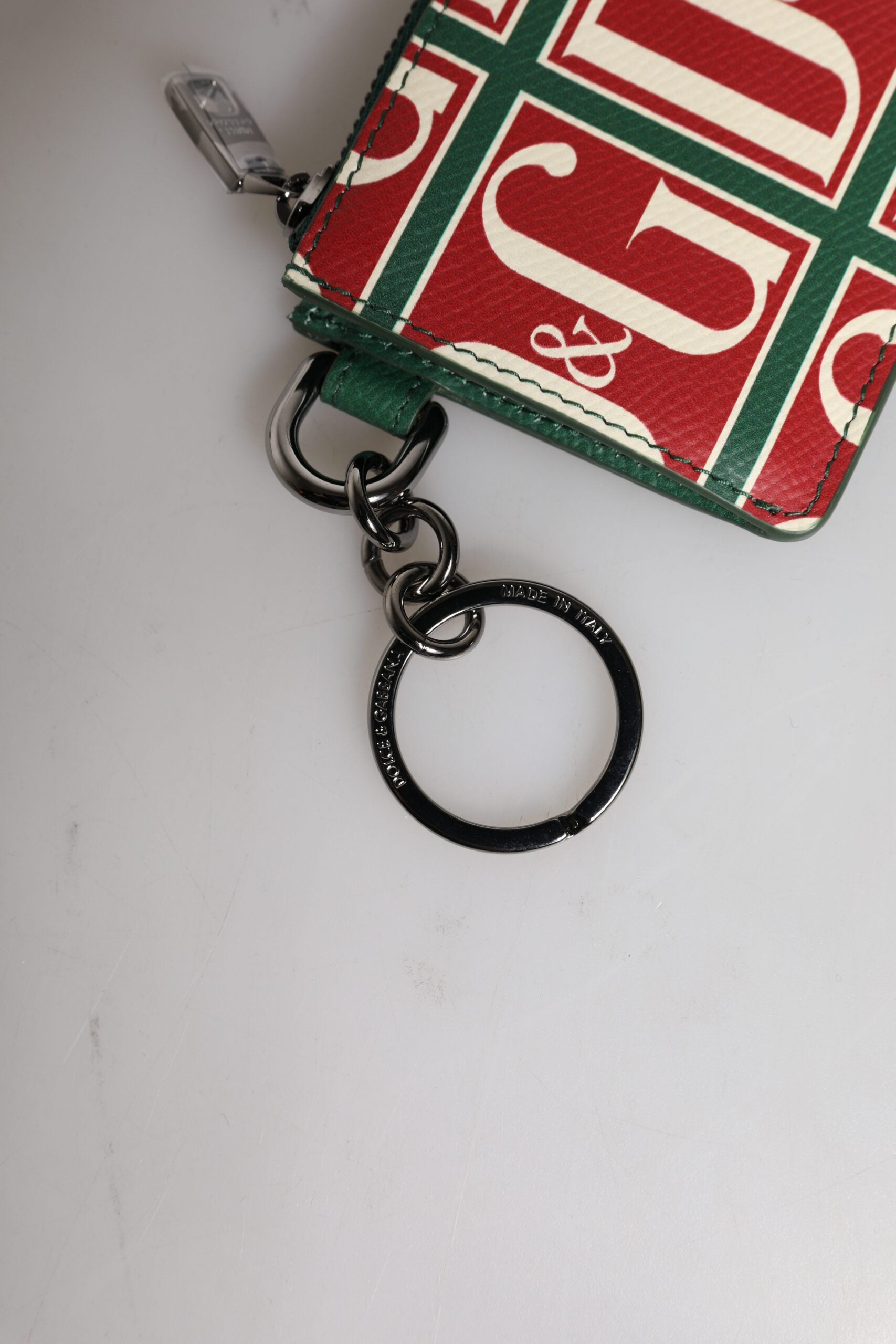 Dolce & Gabbana grøn kalvelæder Logo Print Monogram Card Holder tegnebog