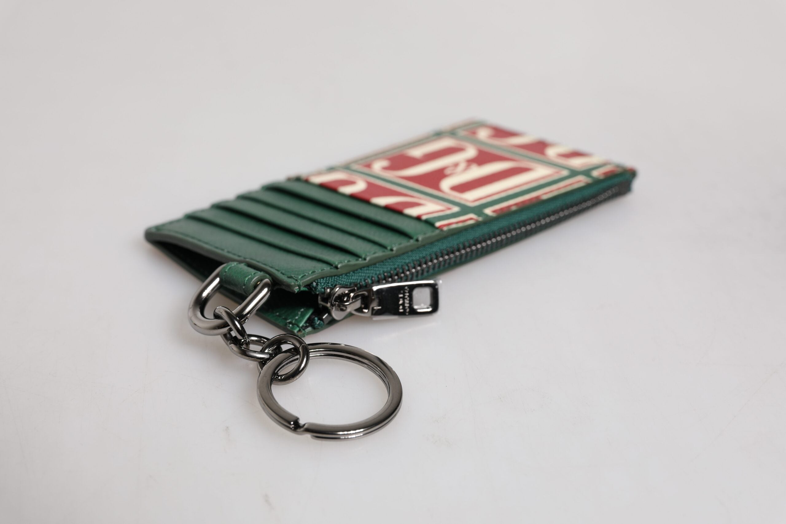 Dolce & Gabbana grøn kalvelæder Logo Print Monogram Card Holder tegnebog