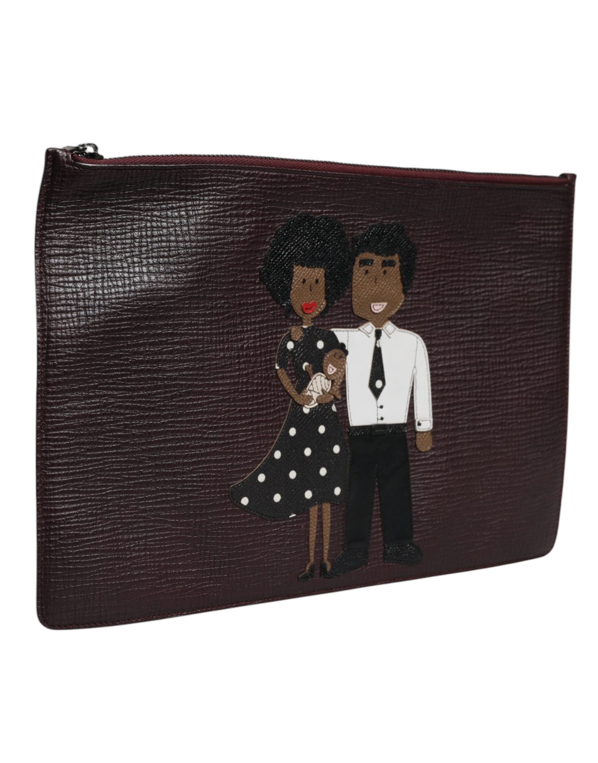 Dolce &amp; Gabbana Brun Läder #DGFAMILY Utsmyckad Kuvertväska Herr