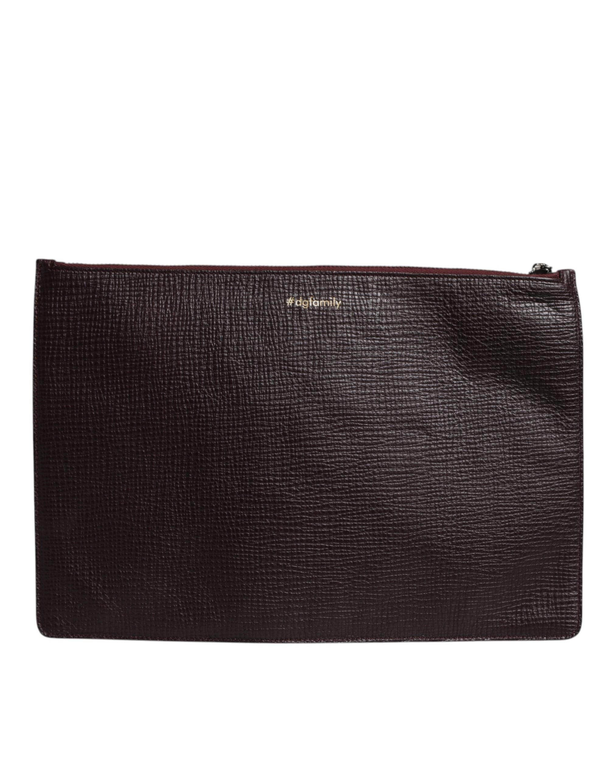 Dolce &amp; Gabbana Brun Läder #DGFAMILY Utsmyckad Kuvertväska Herr