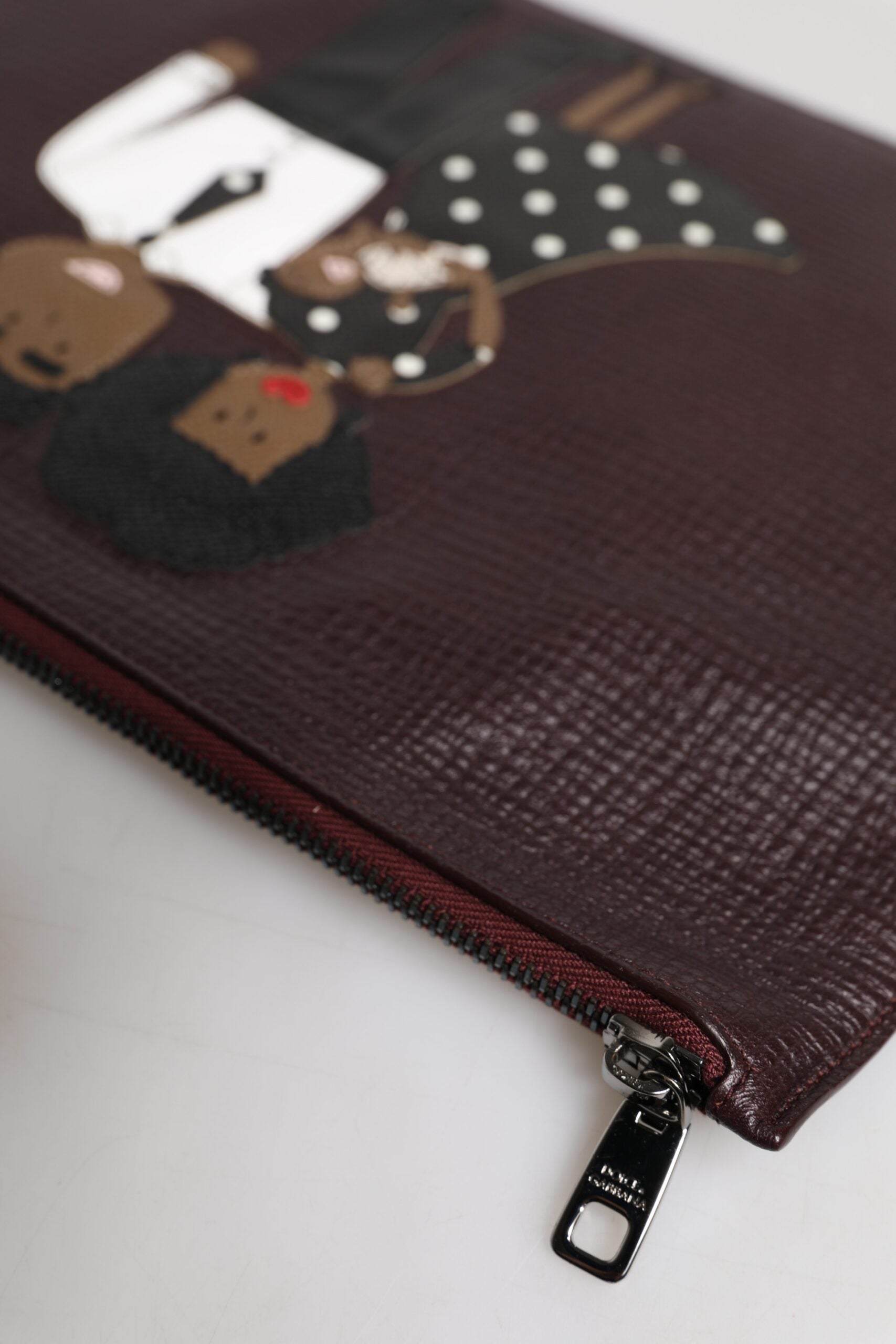 Dolce &amp; Gabbana Brun Läder #DGFAMILY Utsmyckad Kuvertväska Herr
