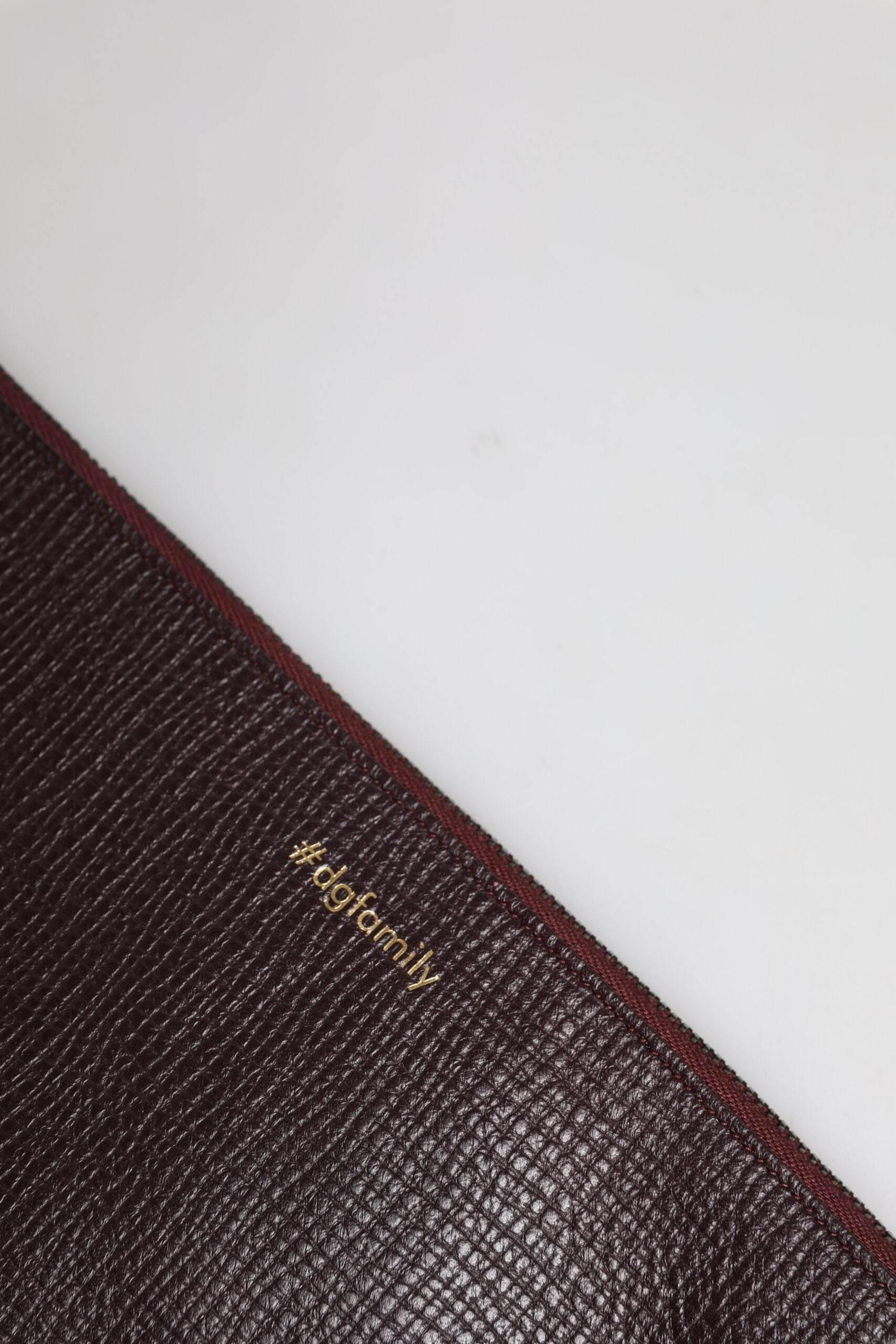 Dolce & Gabbana Brown Leather #DGFAMILY Embellished Men Clutch Pouch Bag - Hilstor