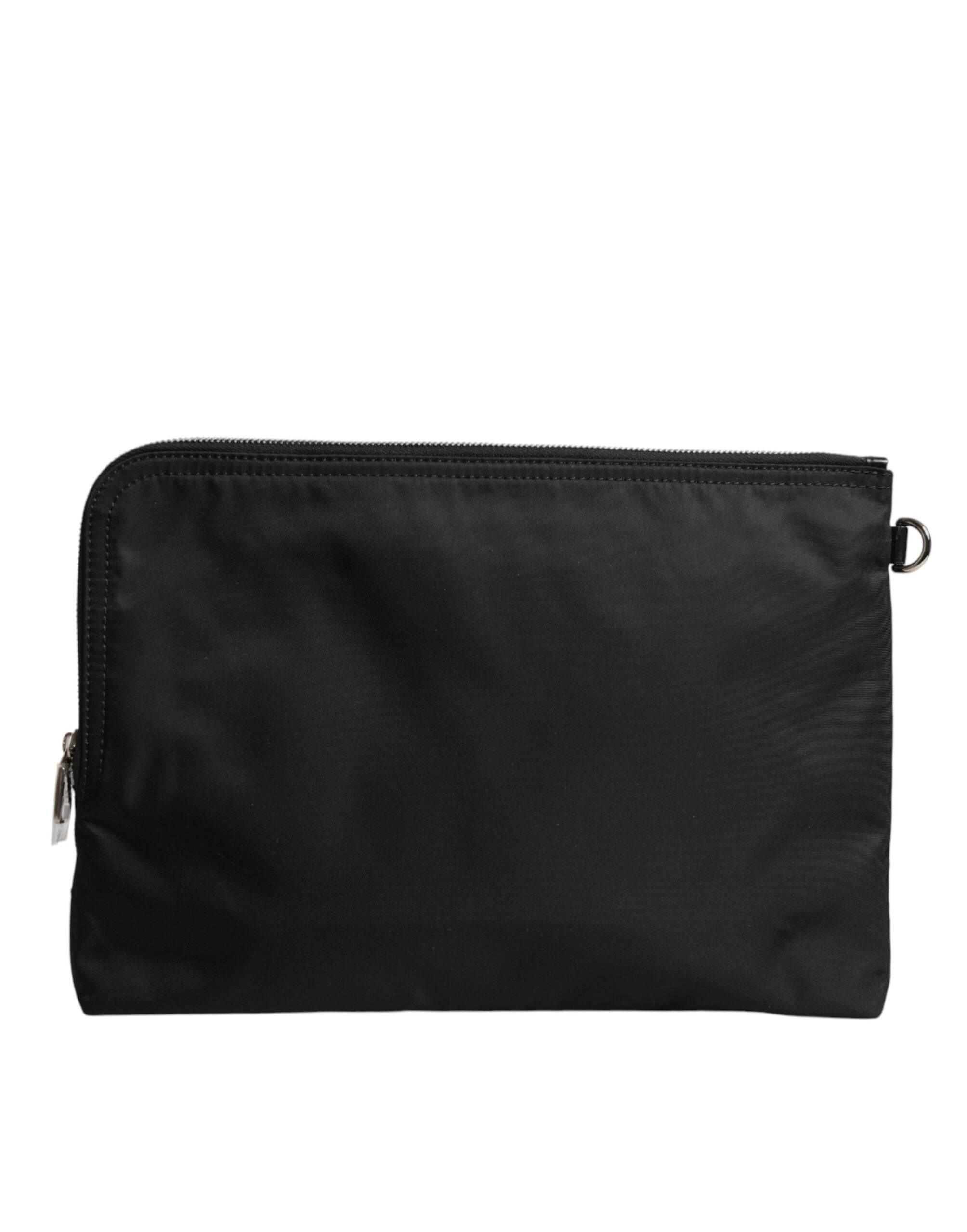 Dolce & Gabbana Black DG Milano Print Nylon Pouch Clutch Bag - Hilstor