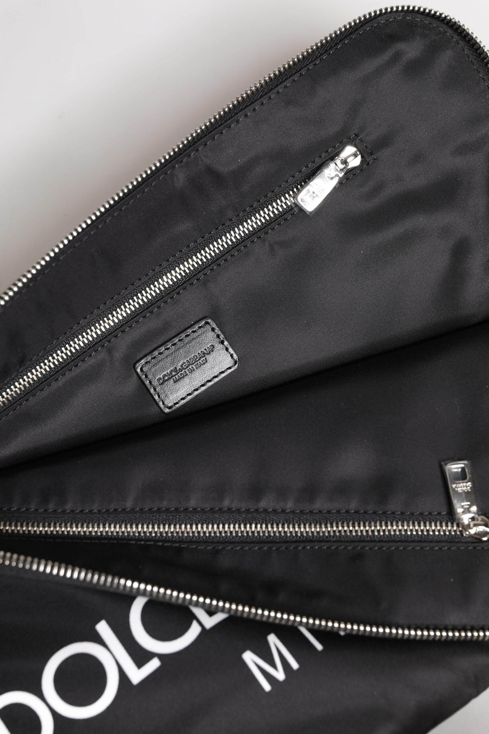 Dolce & Gabbana Black DG Milano Print Nylon Pouch Clutch Bag - Hilstor