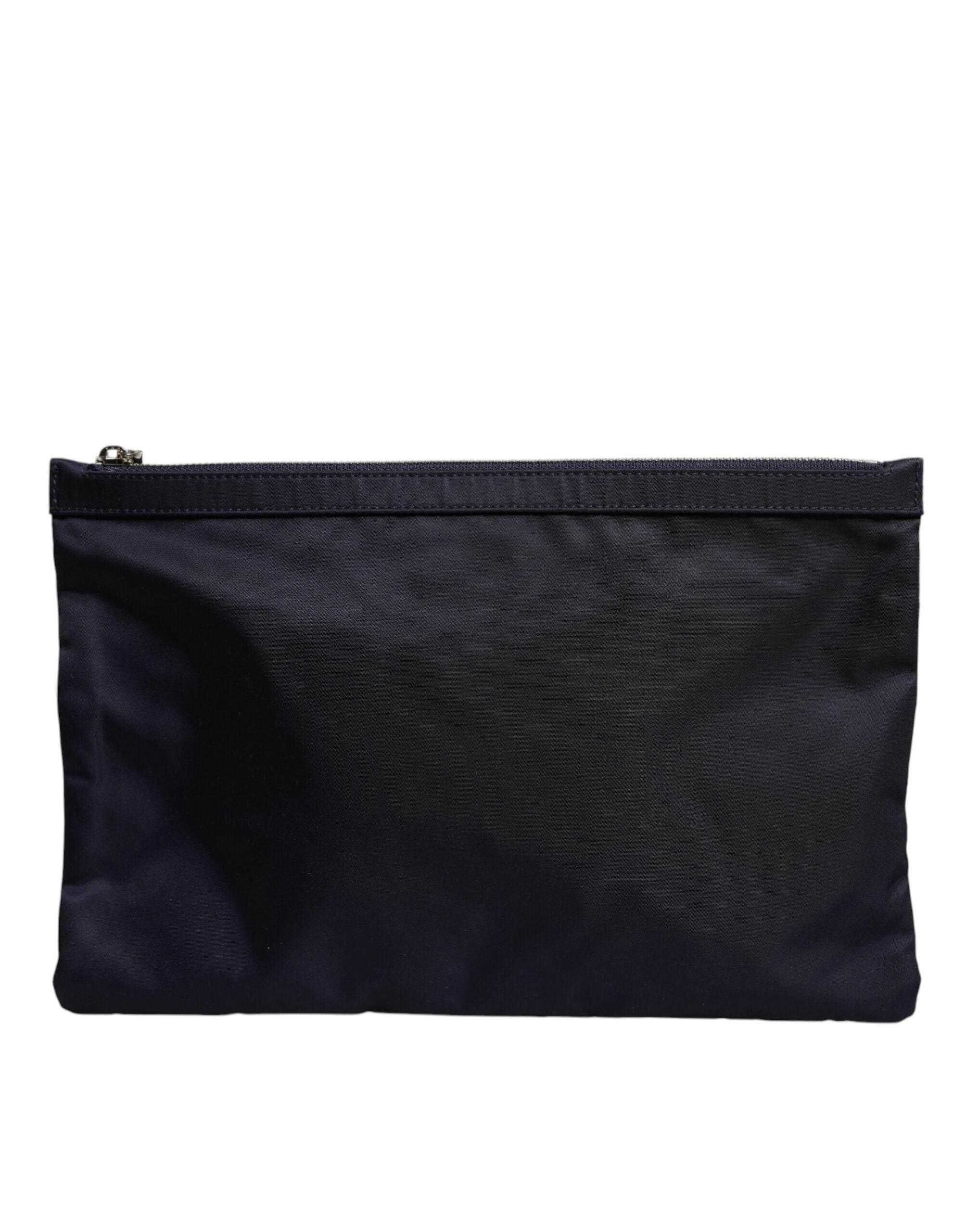 Dolce & Gabbana Blue DG Logo Patch Embellished Pouch Clutch Bag - Hilstor