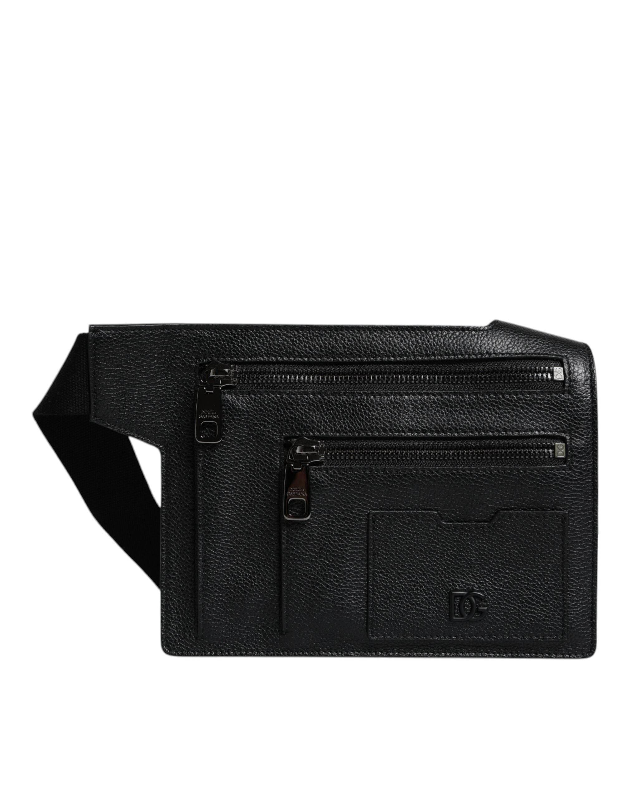 Dolce & Gabbana Black Calfskin Leather Messenger Crossbody Bag - Hilstor