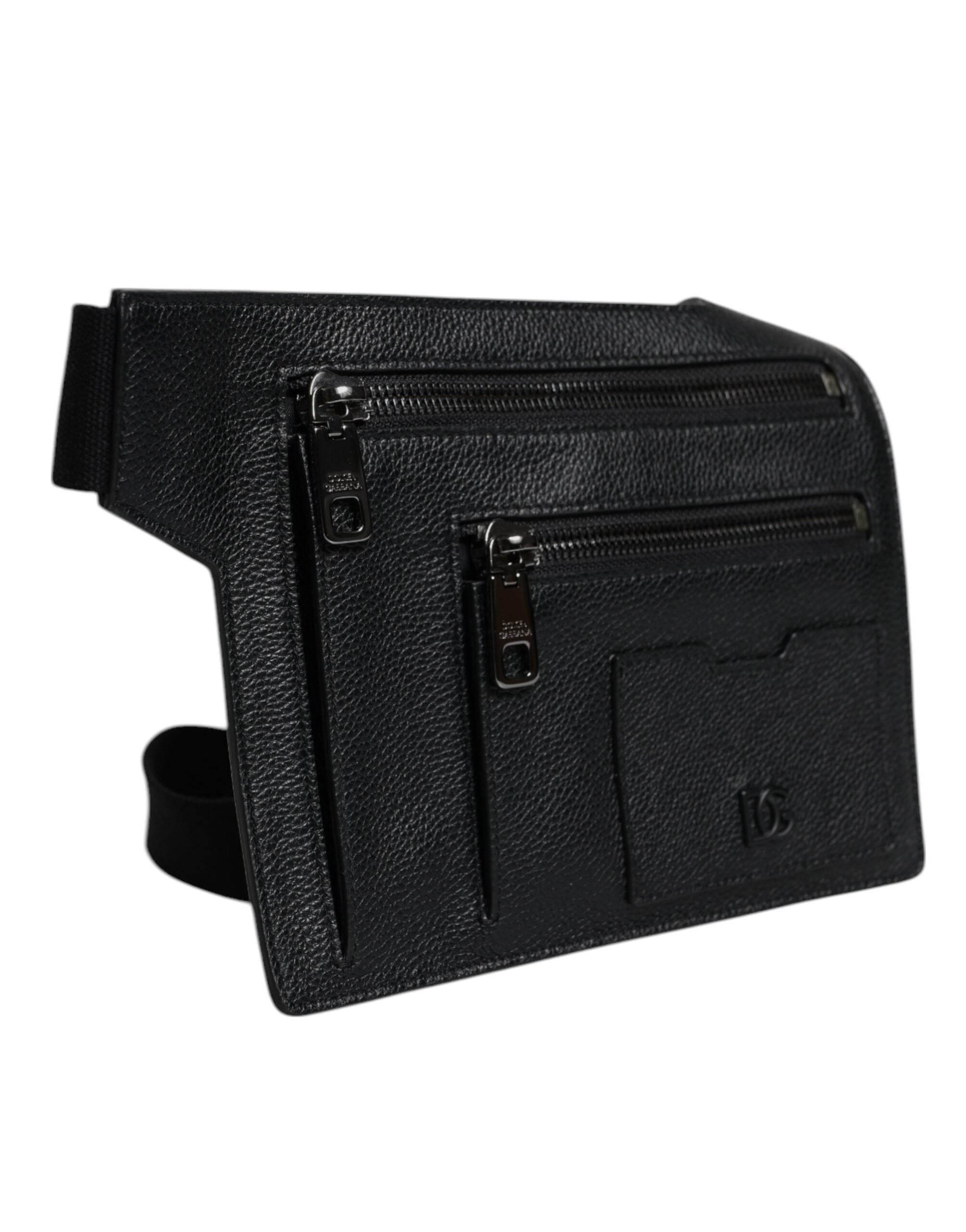Dolce & Gabbana Black Calfskin Leather Messenger Crossbody Bag - Hilstor