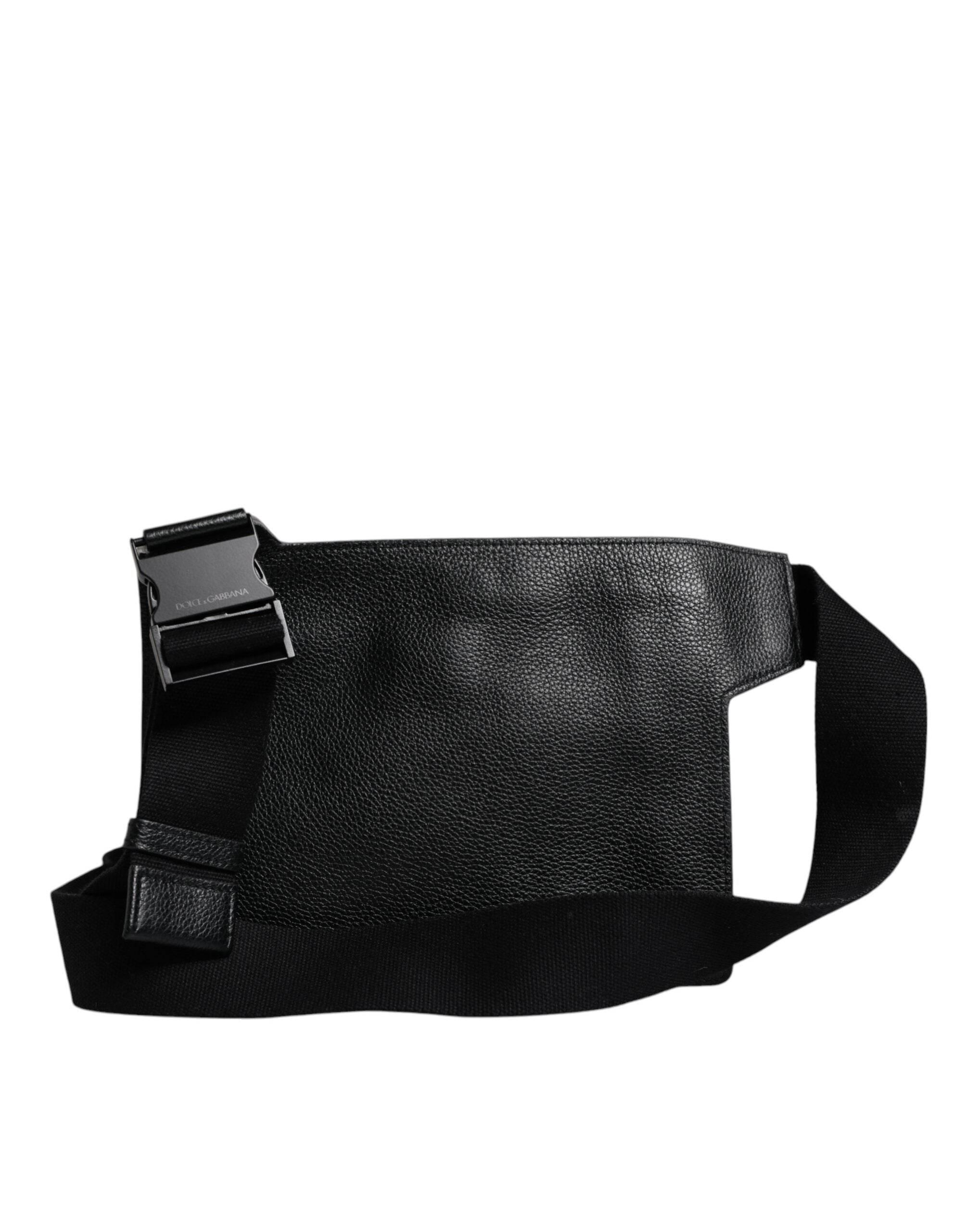 Dolce & Gabbana Black Calfskin Leather Messenger Crossbody Bag - Hilstor