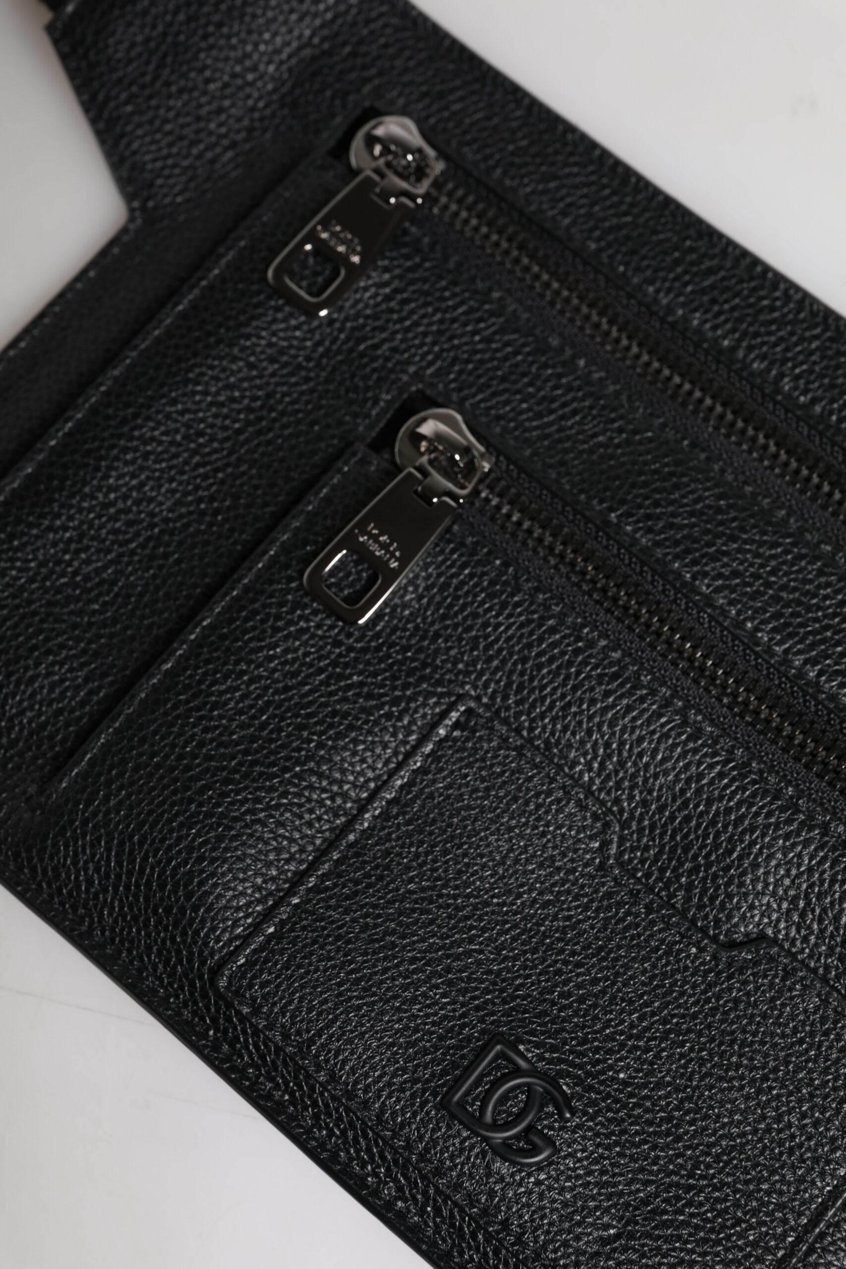 Dolce & Gabbana Black Calfskin Leather Messenger Crossbody Bag - Hilstor