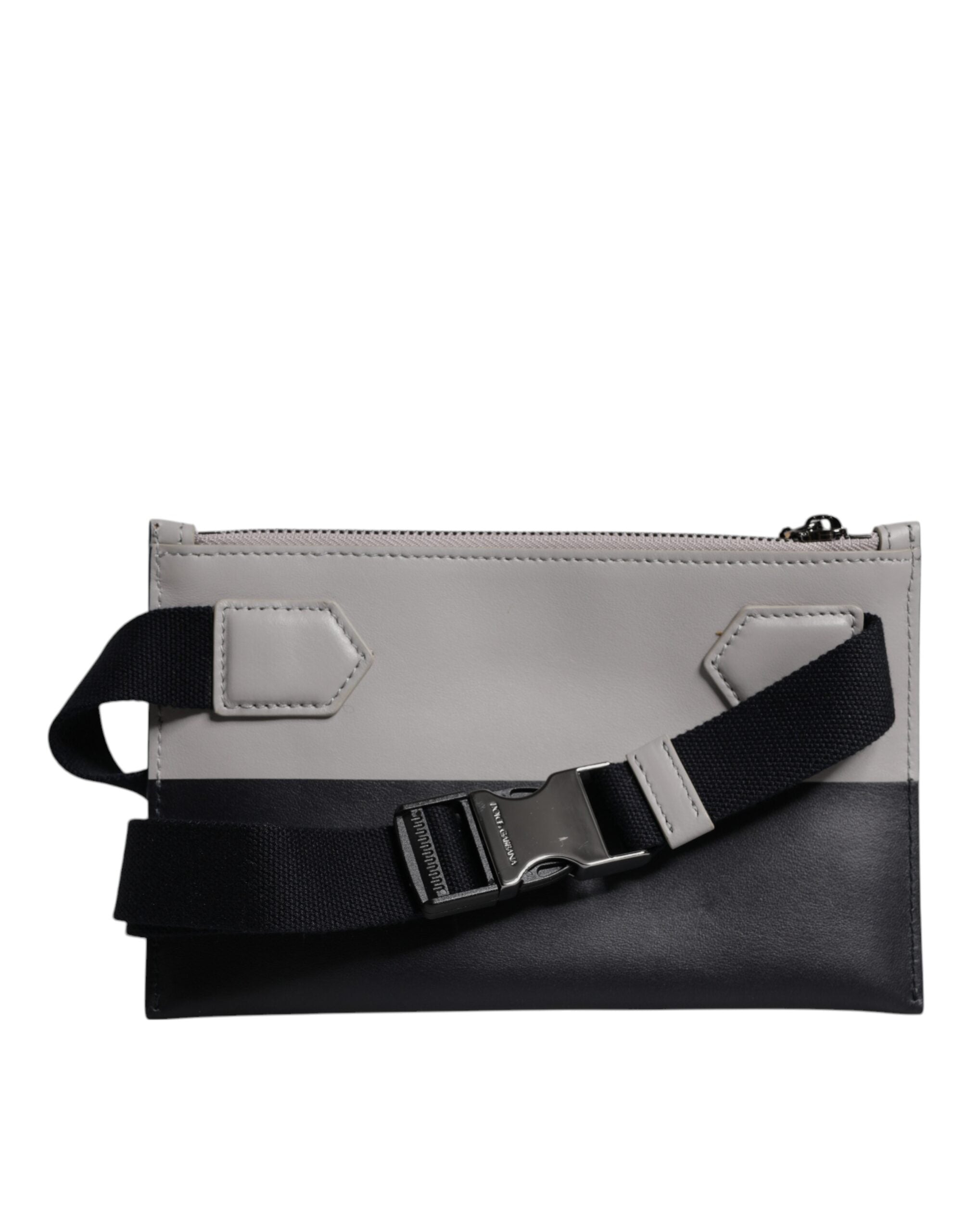 Dolce &amp; Gabbana sort hvid læder logo præget crossbody taske