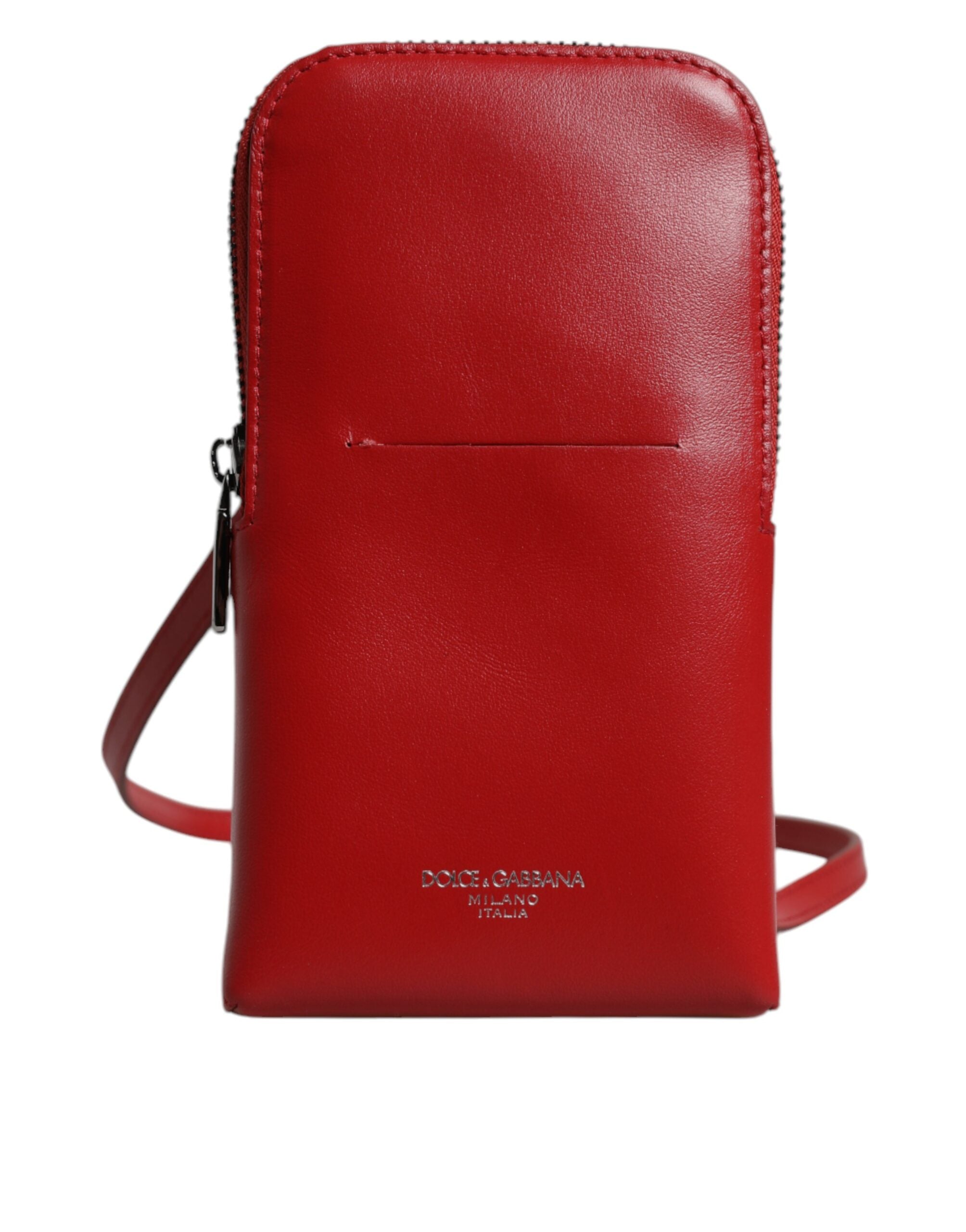 Dolce &amp; Gabbana rød læderpung Telefon Sling Crossbody Neck Strap Bag