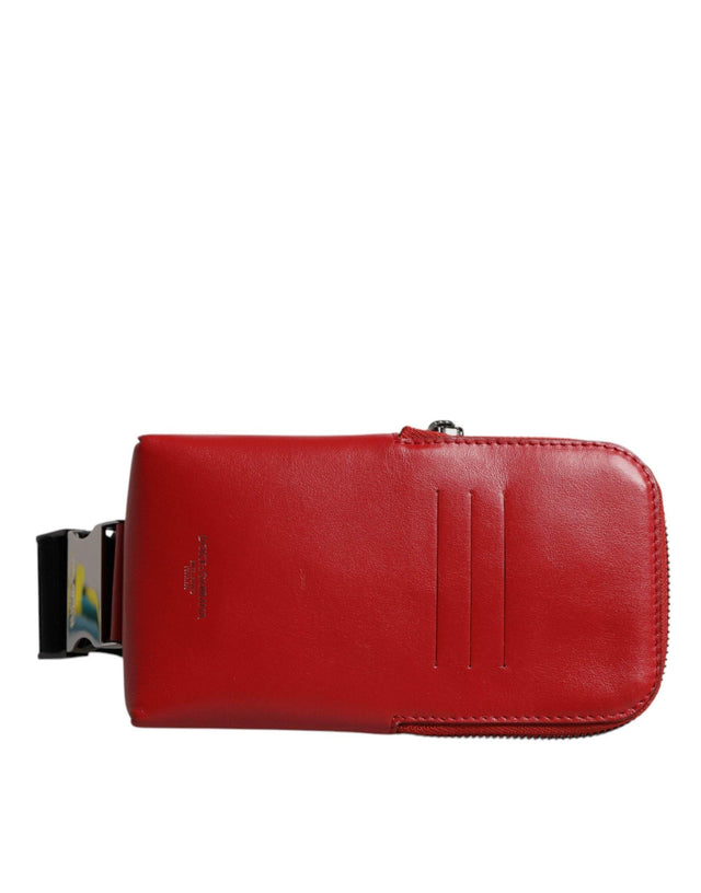 Dolce & Gabbana Red Calfskin Logo Purse Phone Belt Waist Bag - Hilstor