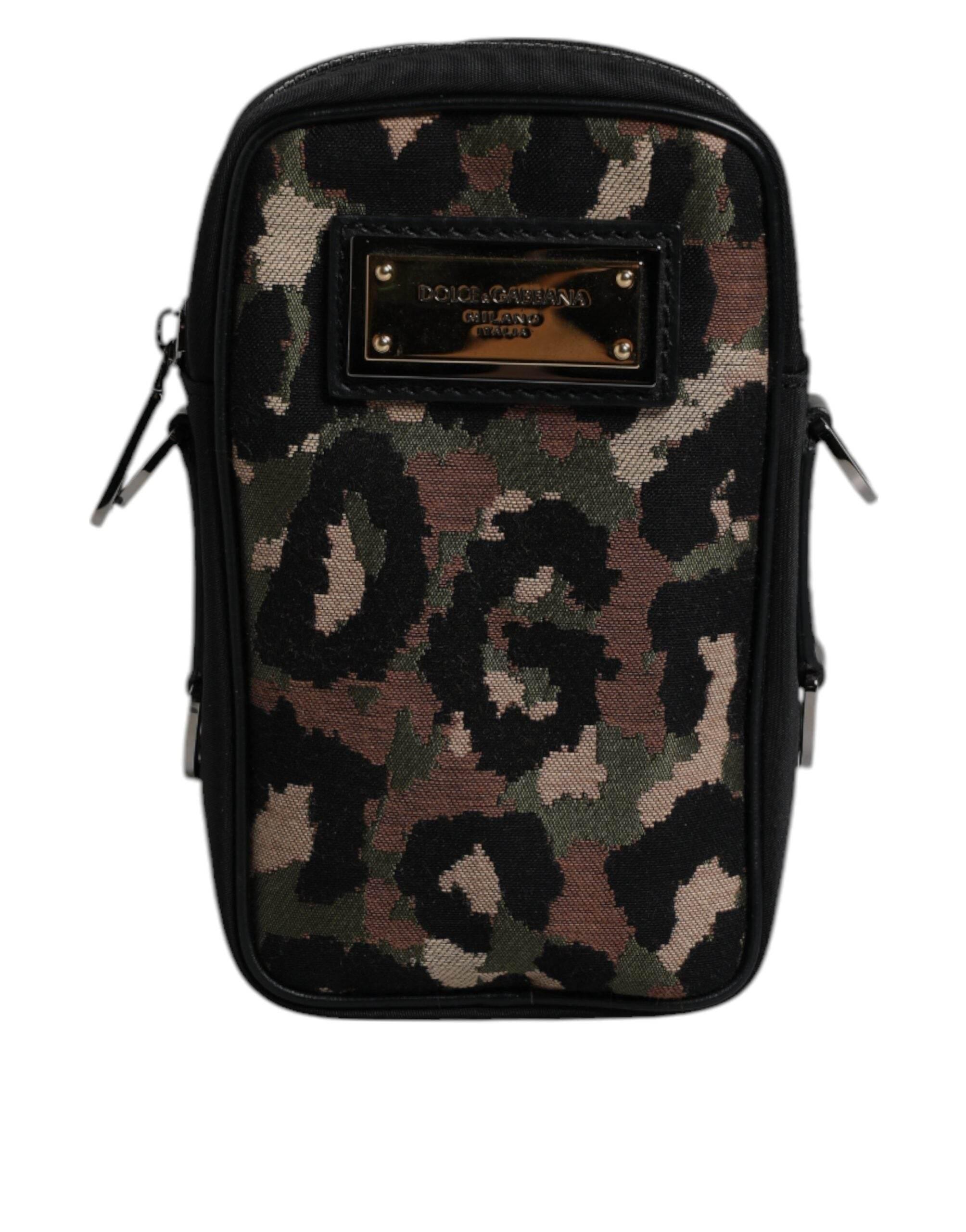 Dolce & Gabbana Multicolor Leopard Jacquard Logo Plaque Neck Strap Bag - Hilstor