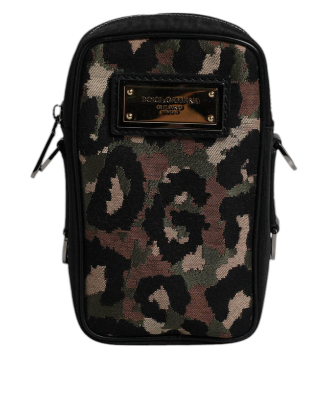Dolce & Gabbana Multicolor Leopard Jacquard Logo Plaque Neck Strap Bag - Hilstor