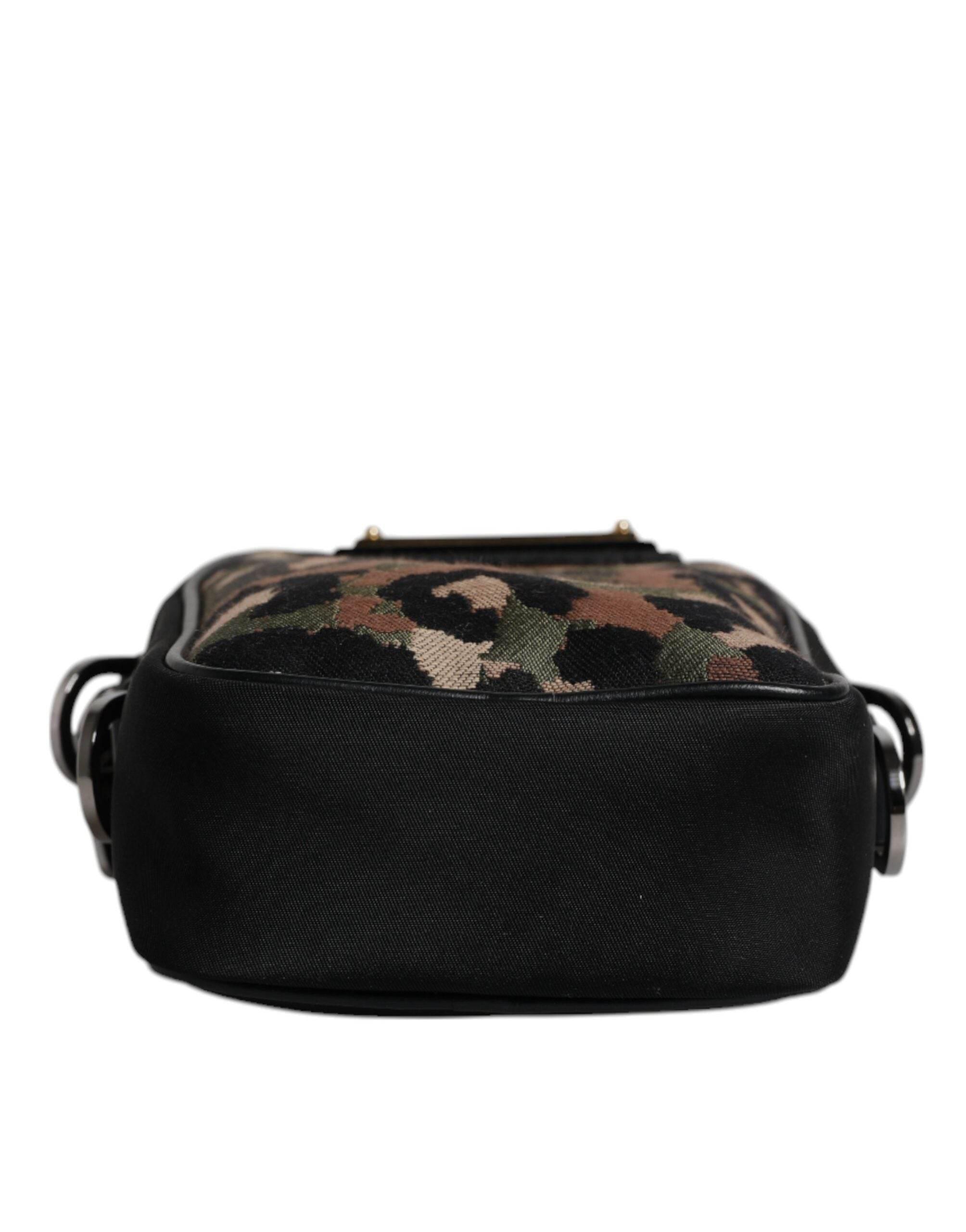 Dolce & Gabbana Multicolor Leopard Jacquard Logo Plaque Neck Strap Bag - Hilstor