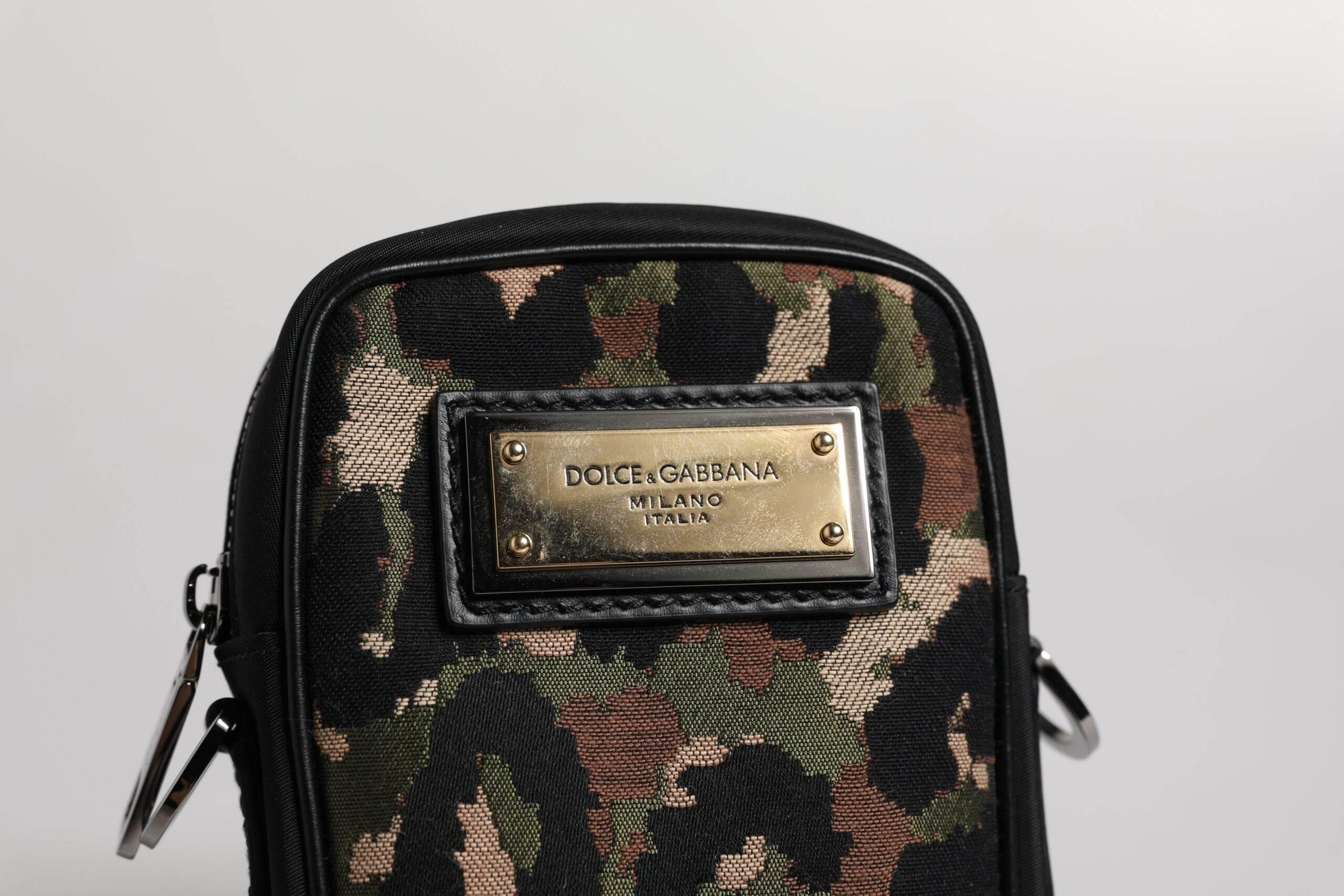Dolce & Gabbana Multicolor Leopard Jacquard Logo Plaque Neck Strap Bag - Hilstor
