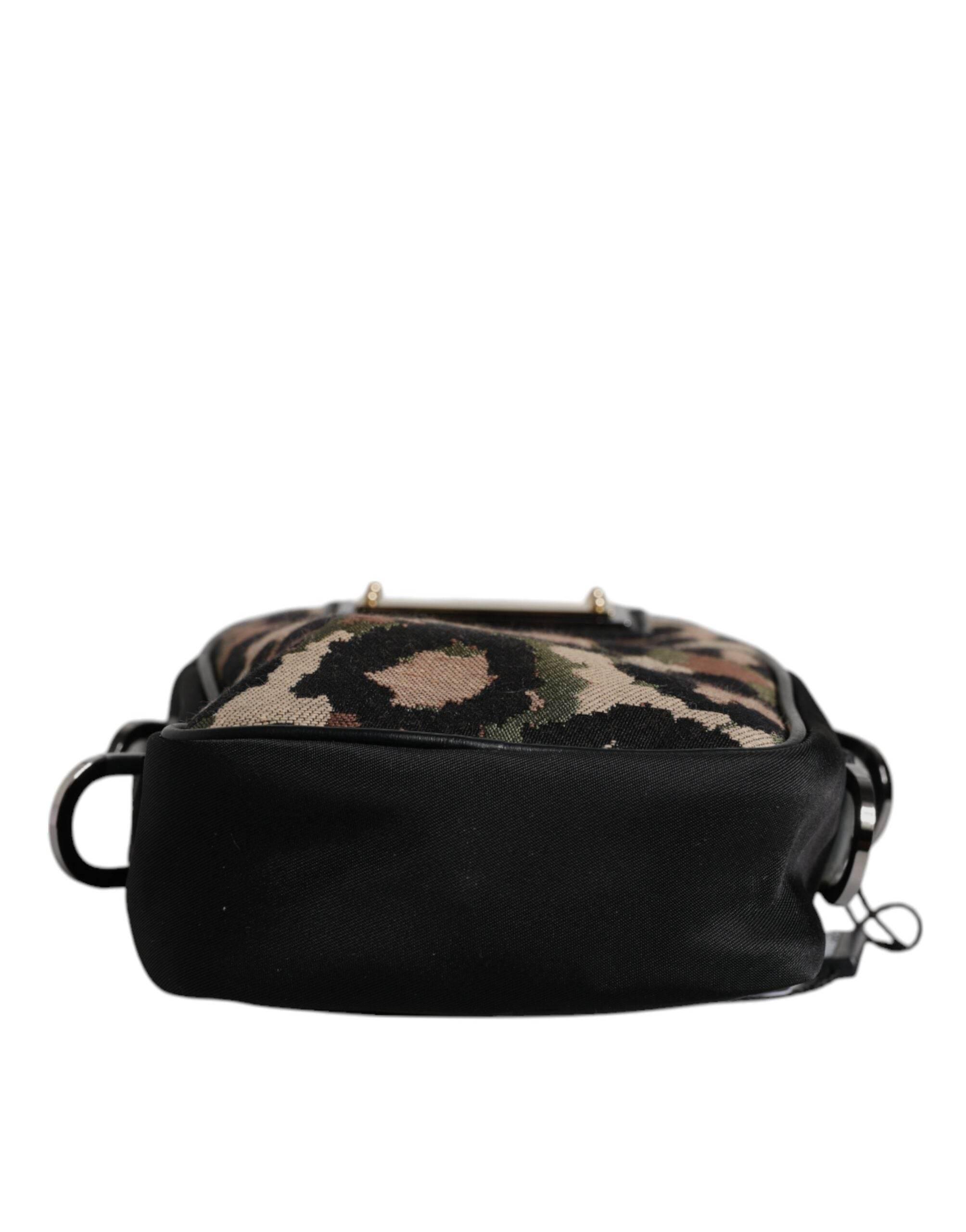 Dolce & Gabbana Multicolor Leopard Jacquard Logo Plaque Neck Strap Bag - Hilstor