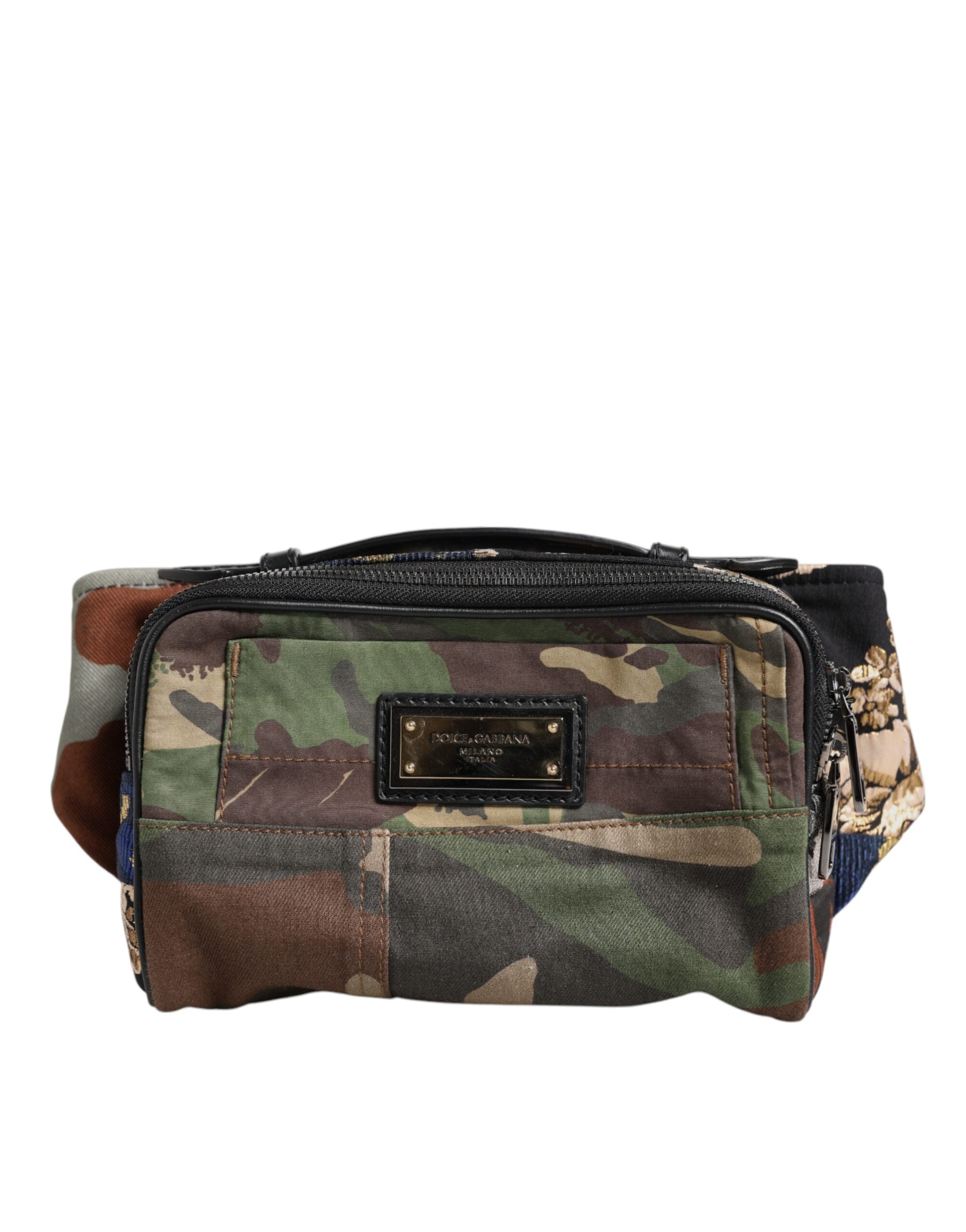 Dolce &amp; Gabbana Multicolor Camouflage Patchwork Logo Talje Fanny Pack Taske