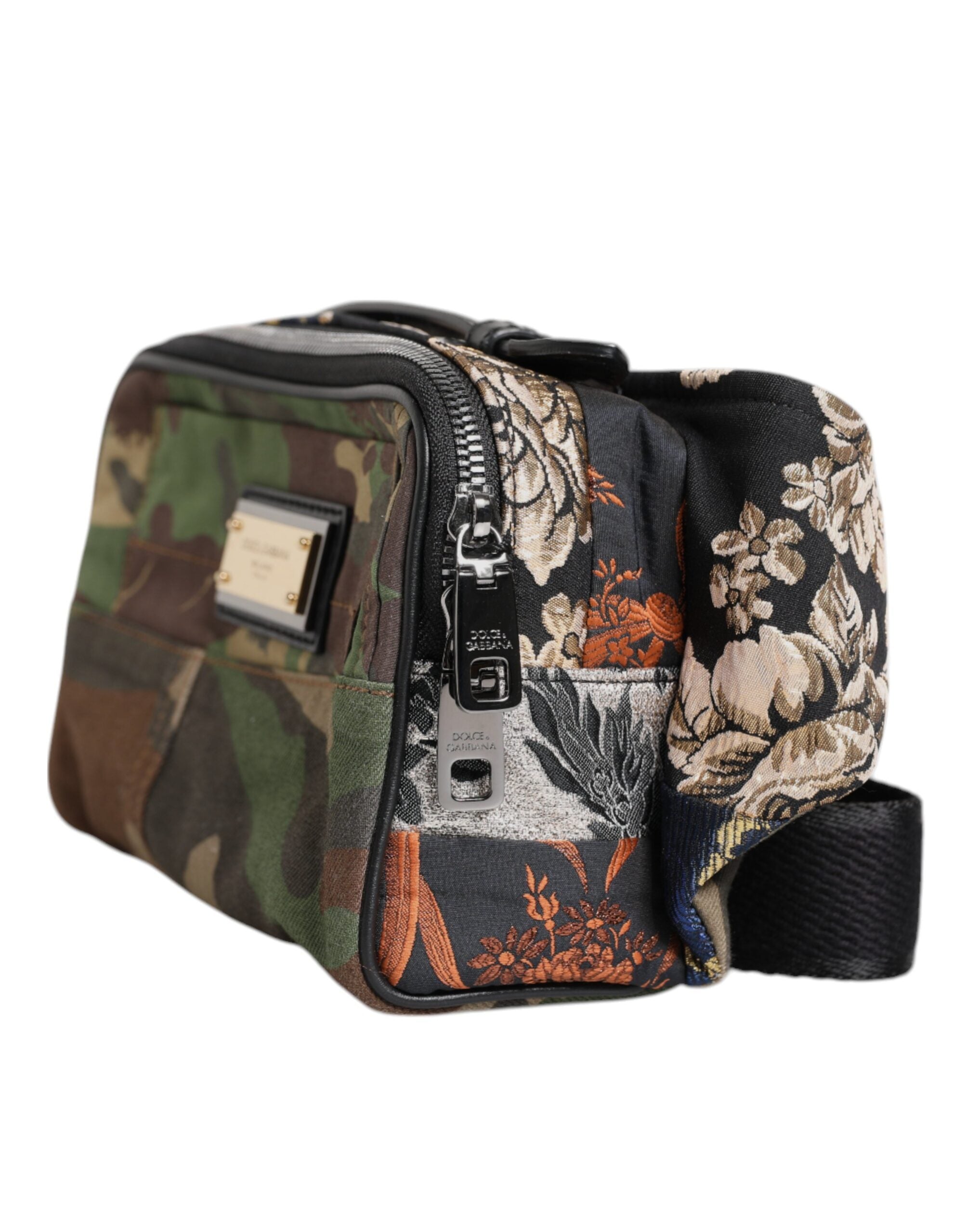 Dolce &amp; Gabbana Multicolor Camouflage Patchwork Logo Talje Fanny Pack Taske