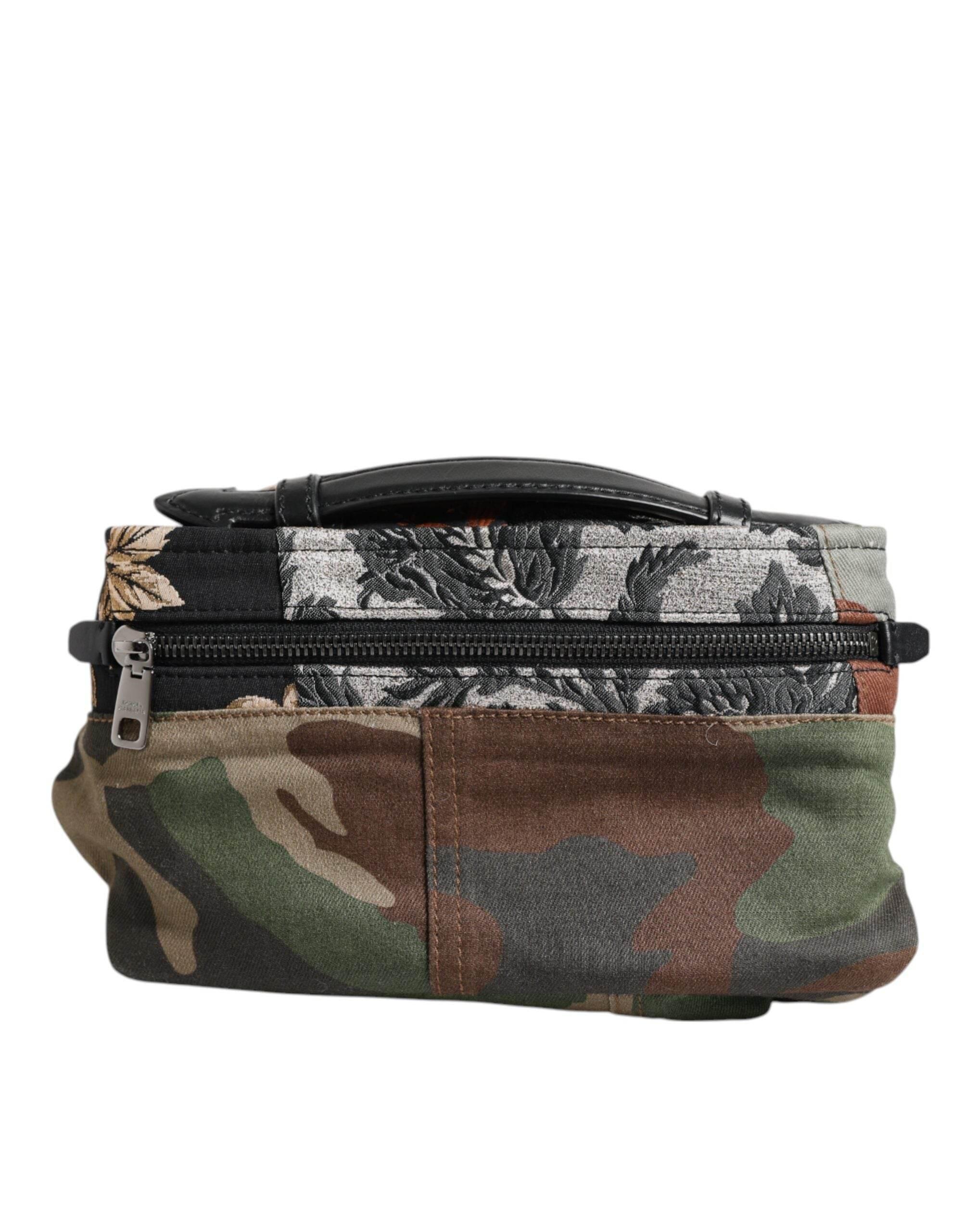 Dolce & Gabbana Multicolor Camouflage Patchwork Logo Waist Fanny Pack Bag - Hilstor