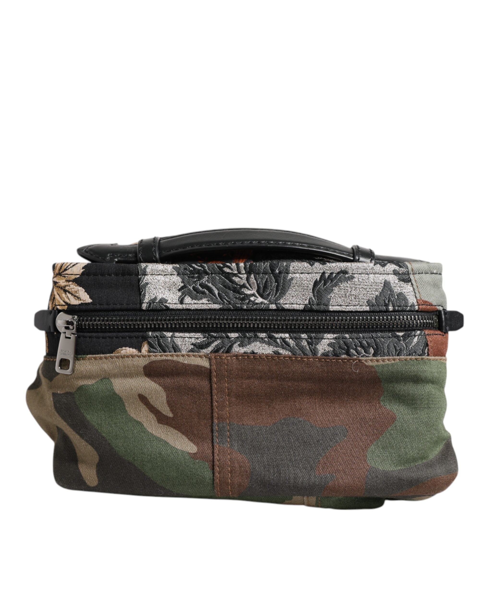 Dolce &amp; Gabbana Multicolor Camouflage Patchwork Logo Talje Fanny Pack Taske