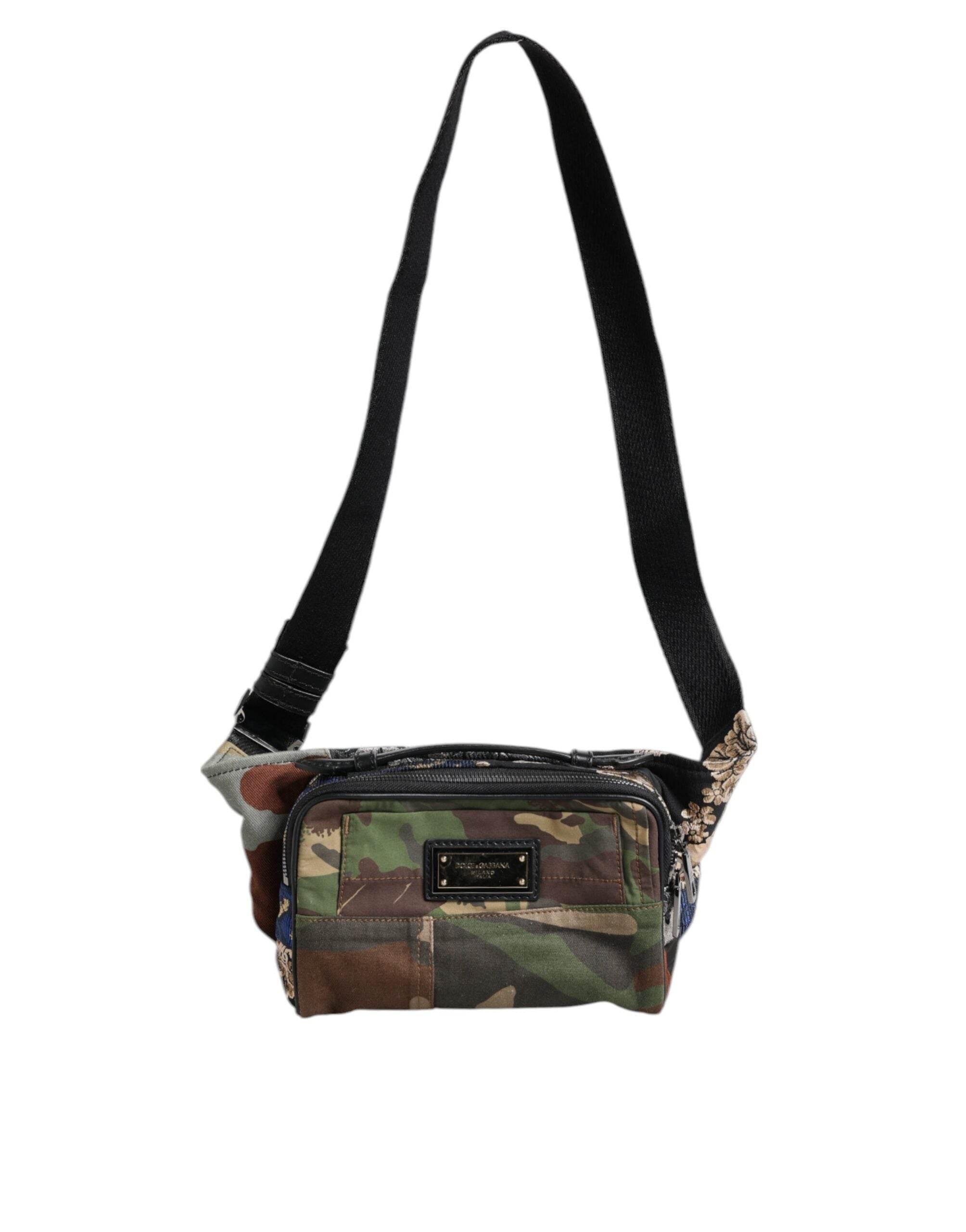 Dolce & Gabbana Multicolor Camouflage Patchwork Logo Waist Fanny Pack Bag - Hilstor