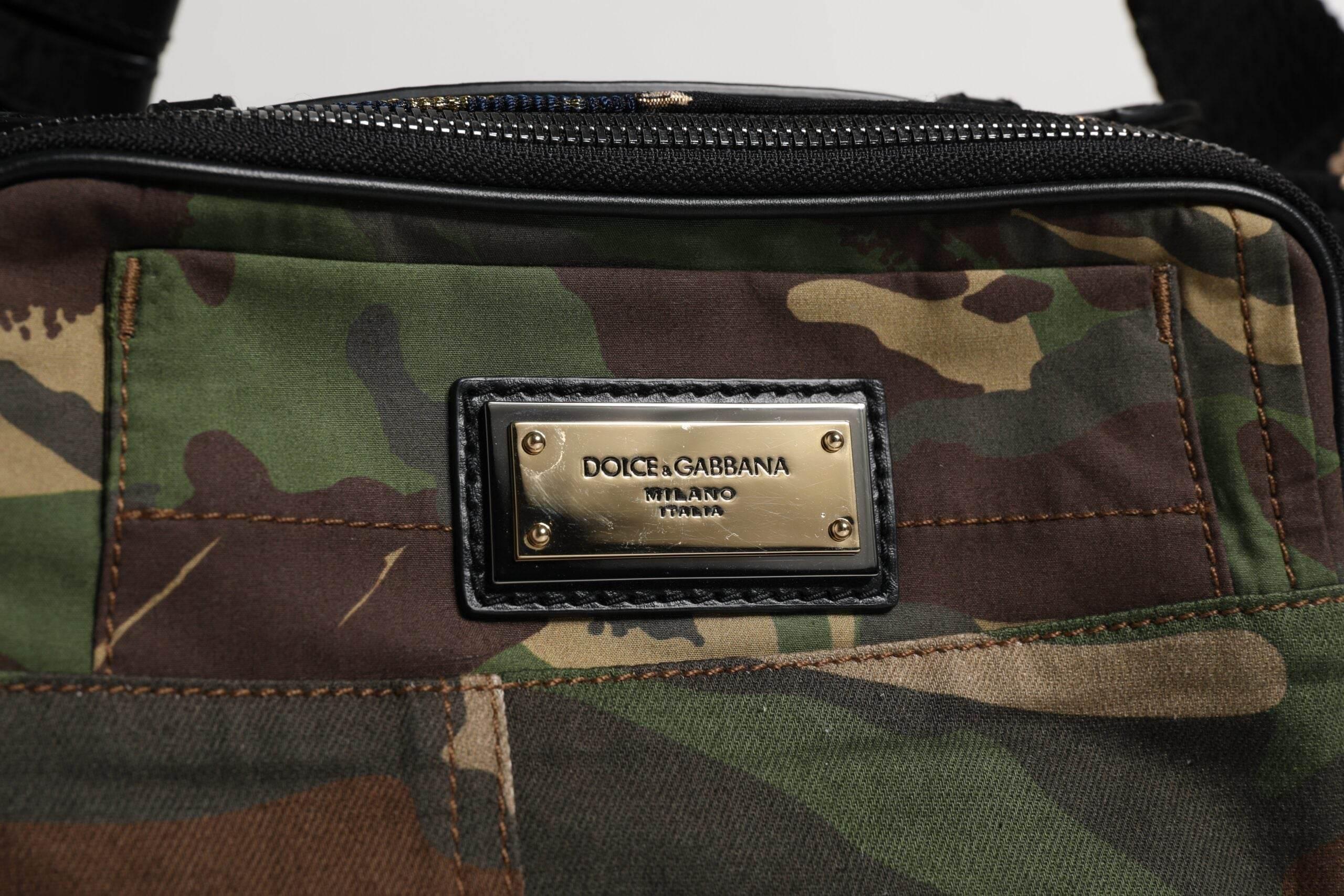 Dolce & Gabbana Multicolor Camouflage Patchwork Logo Waist Fanny Pack Bag - Hilstor