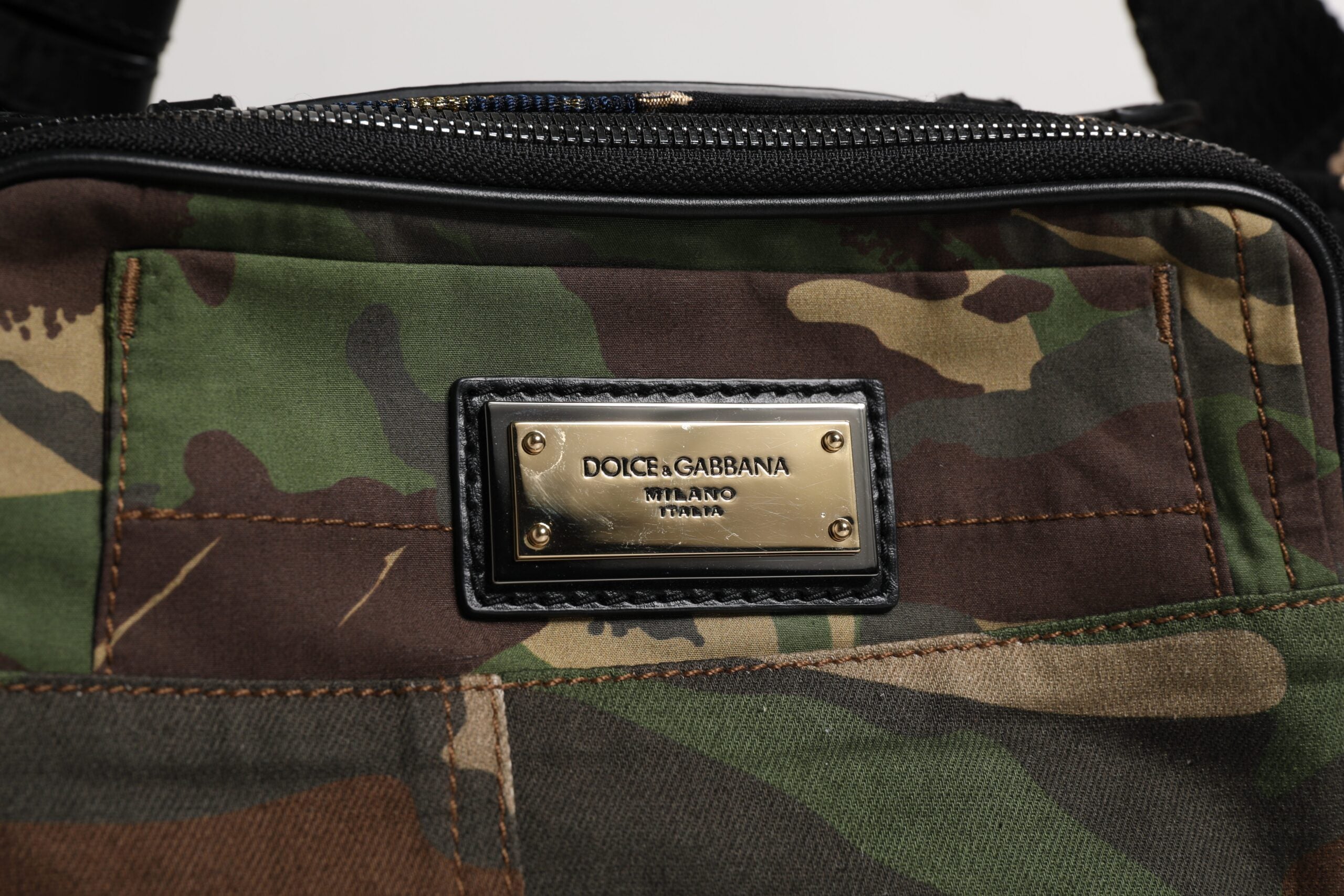 Dolce &amp; Gabbana Multicolor Camouflage Patchwork Logo Talje Fanny Pack Taske
