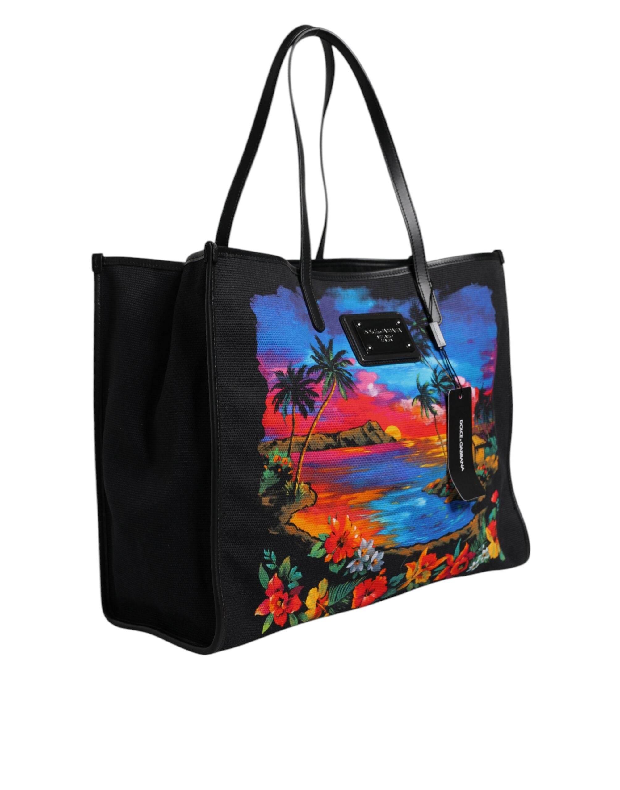 Dolce & Gabbana Multicolor Graphic Printed Top Handle Shopping Tote Bag - Hilstor