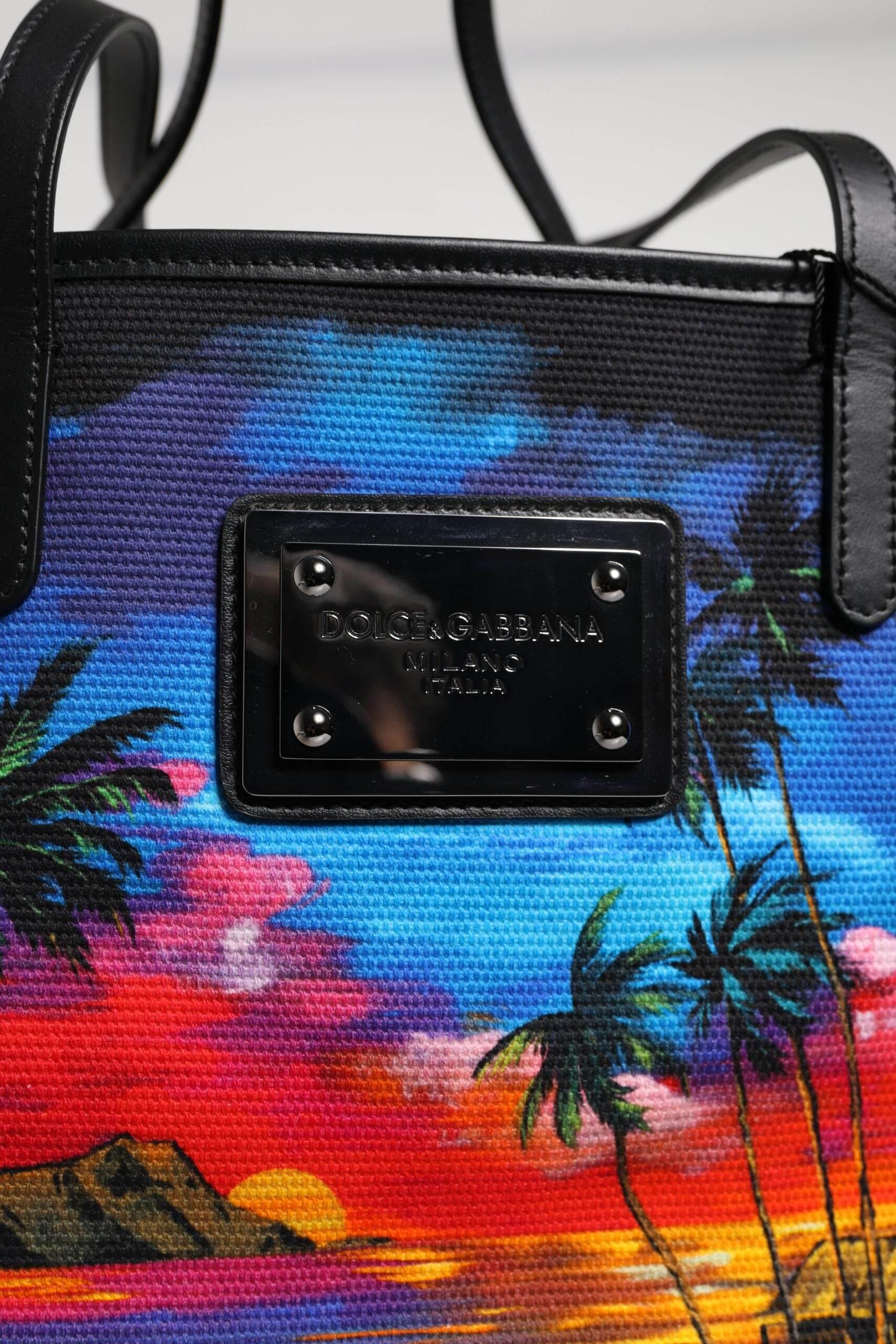 Dolce & Gabbana Multicolor Graphic Printed Top Handle Shopping Tote Bag - Hilstor