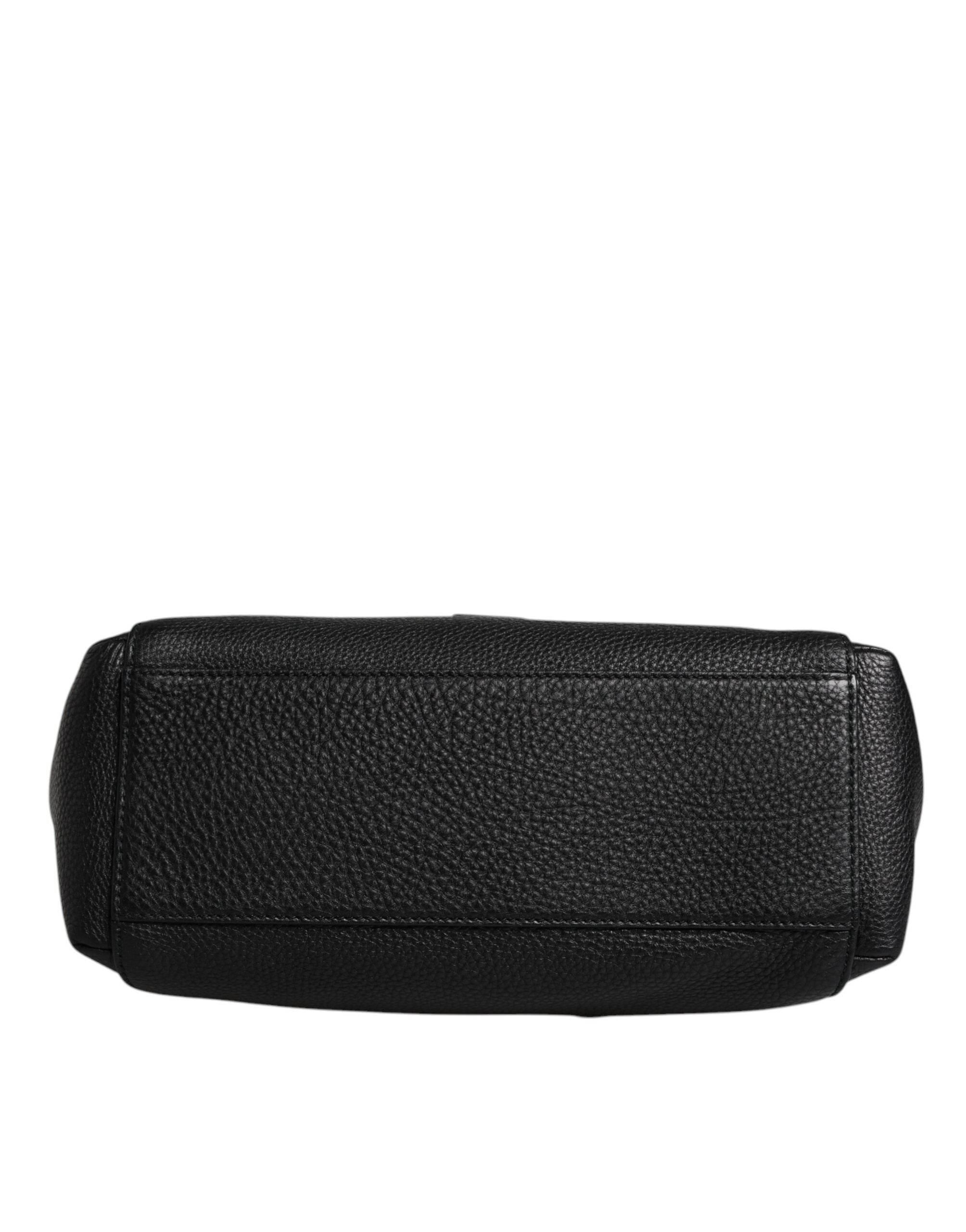 Dolce & Gabbana Black Leather Logo Plaque Shoulder Crossbody Bag - Hilstor