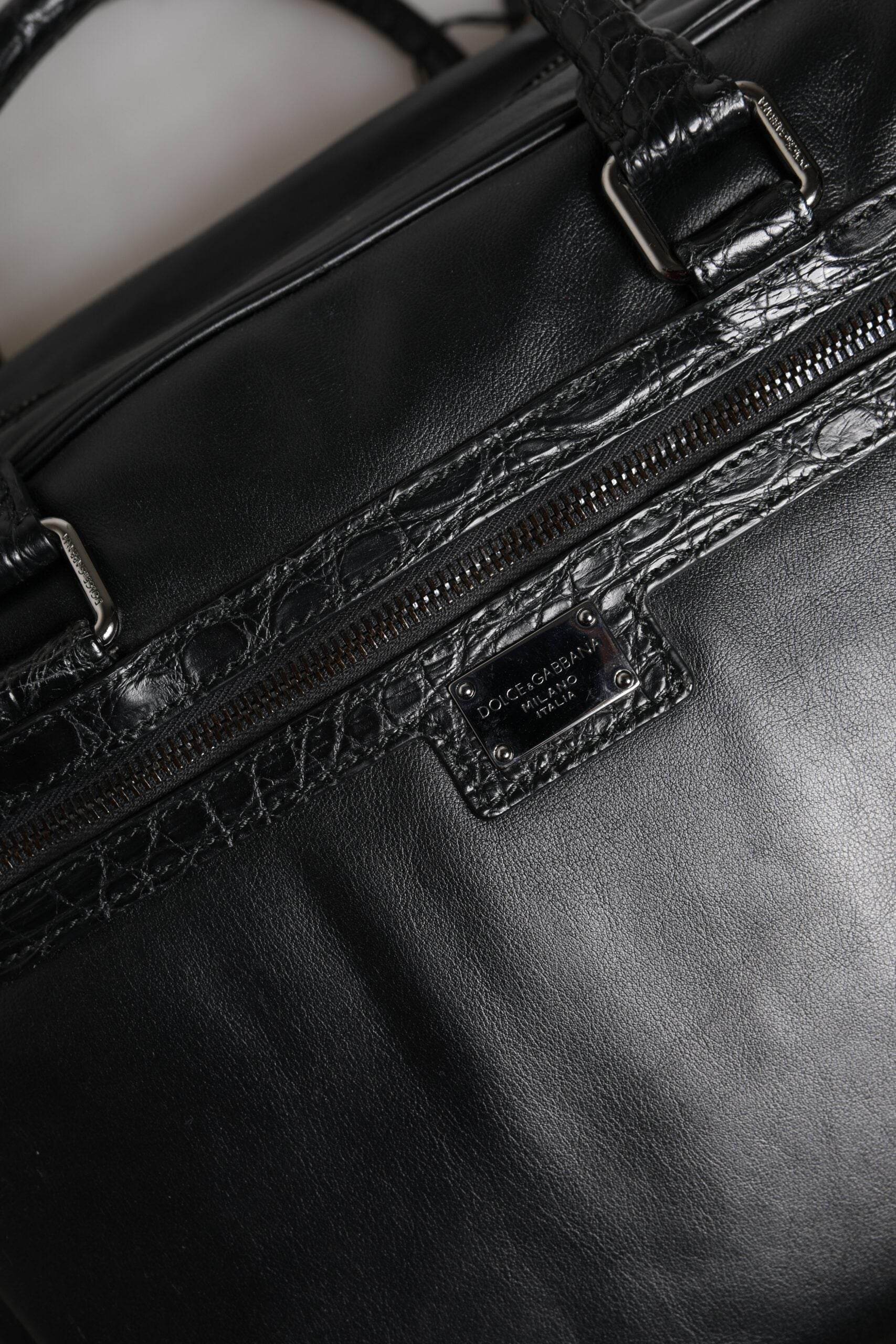 Dolce & Gabbana Black Leather Messenger Shoulder Strap Bag - Hilstor